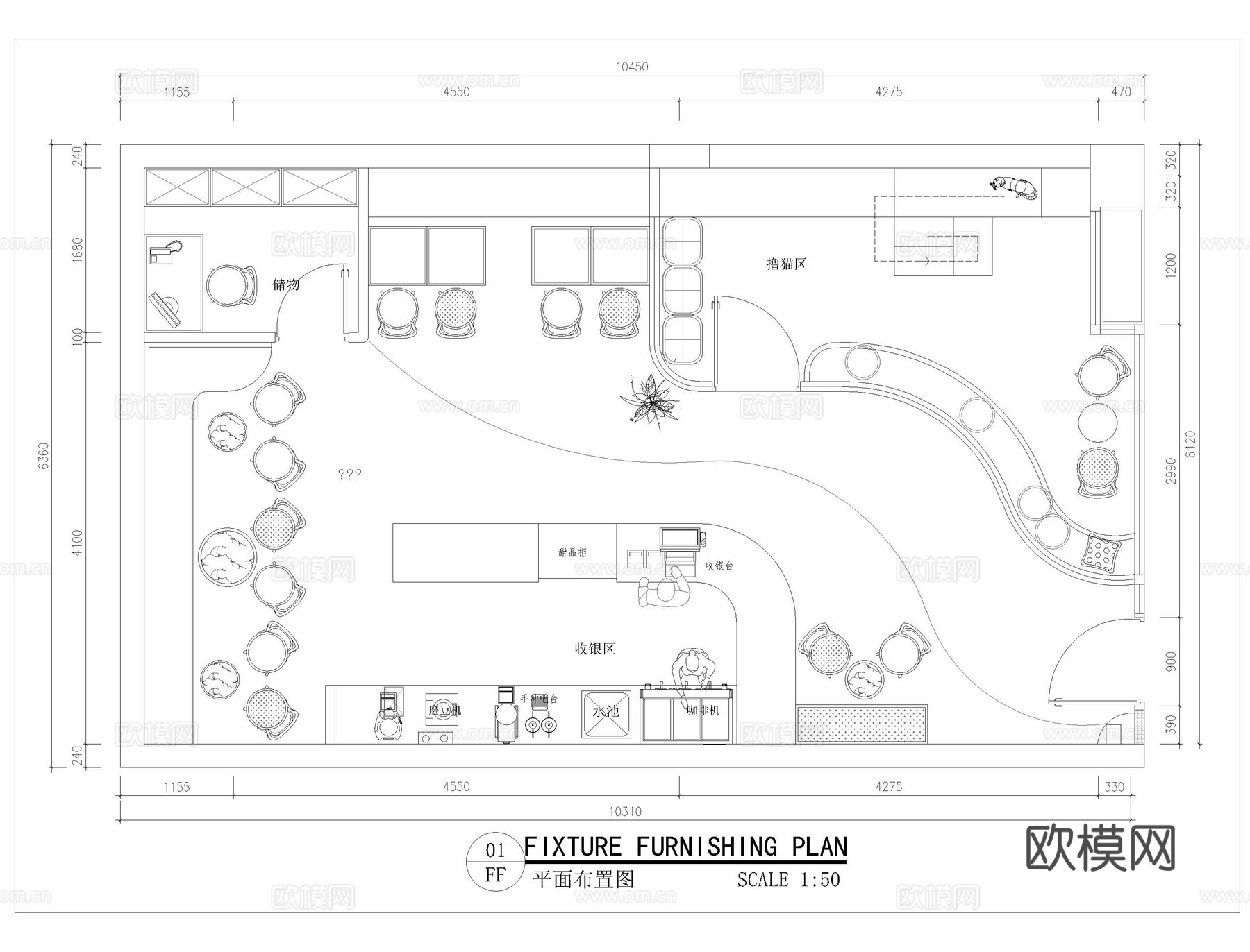 宠物店cad平面图cad施工图