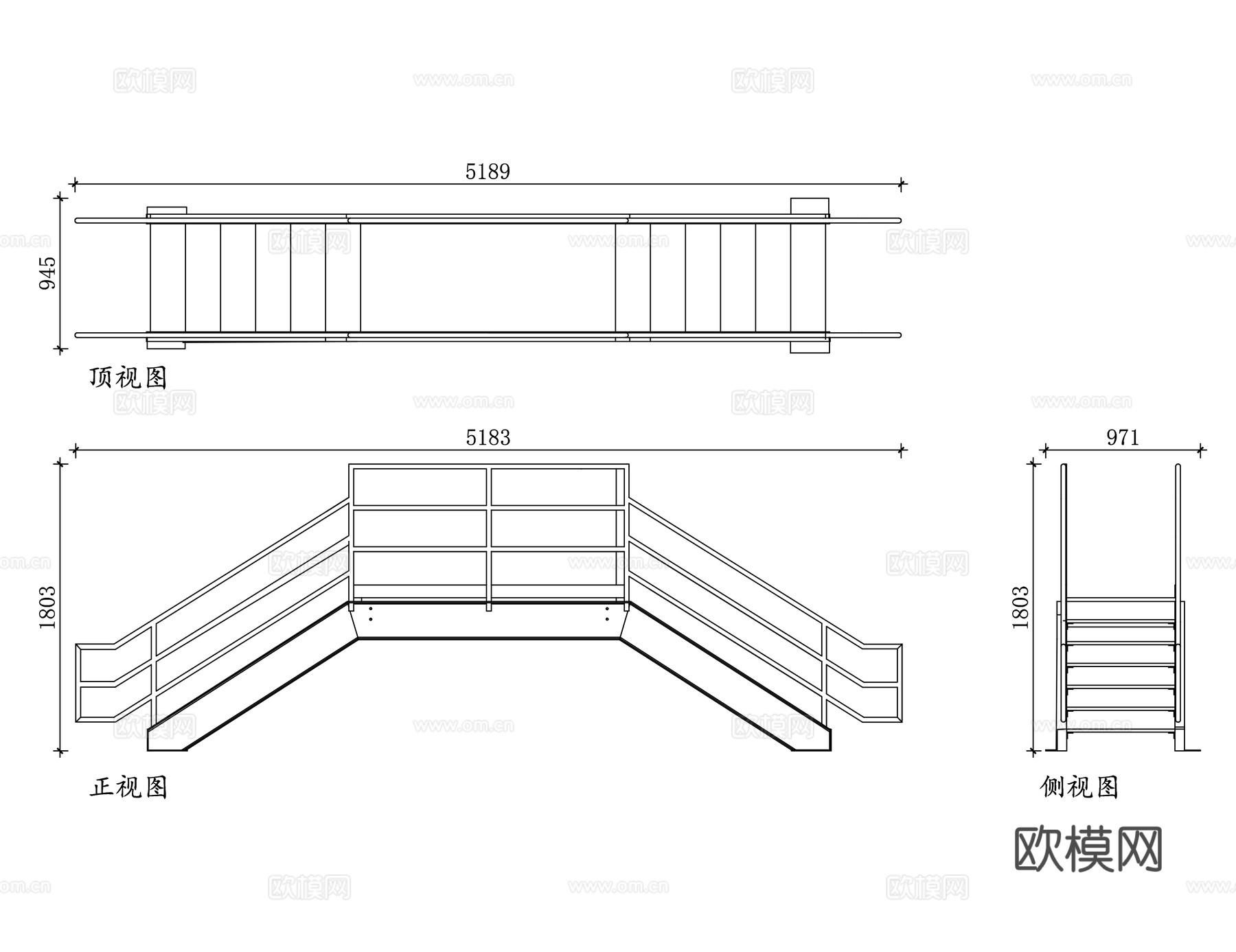跨越楼梯 交叉楼梯 过障平台梯 工业跨梯 天桥式楼梯cad施工图
