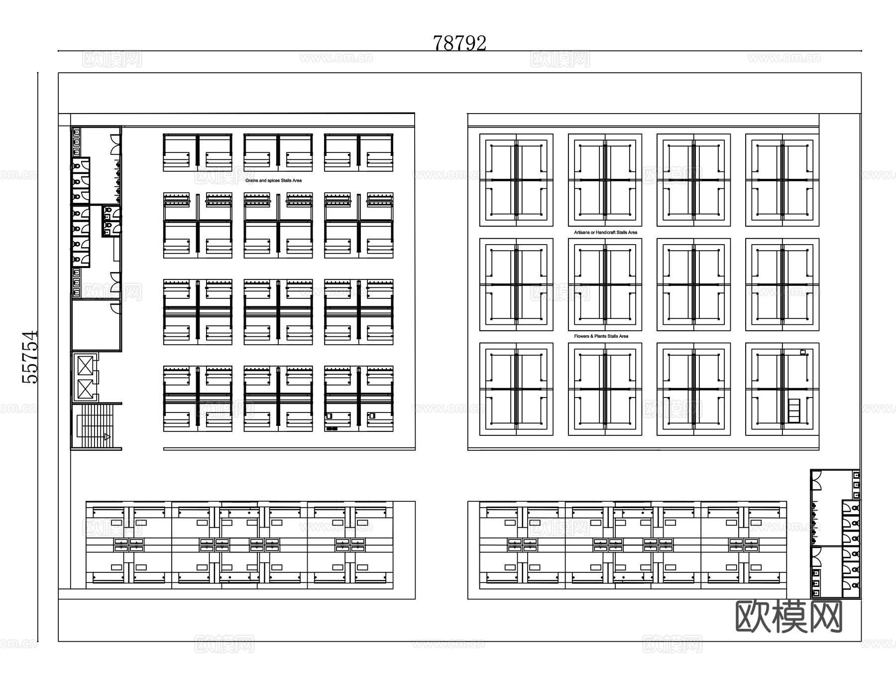 集市 农贸市场 露天集市 地摊市场 户外市集cad施工图