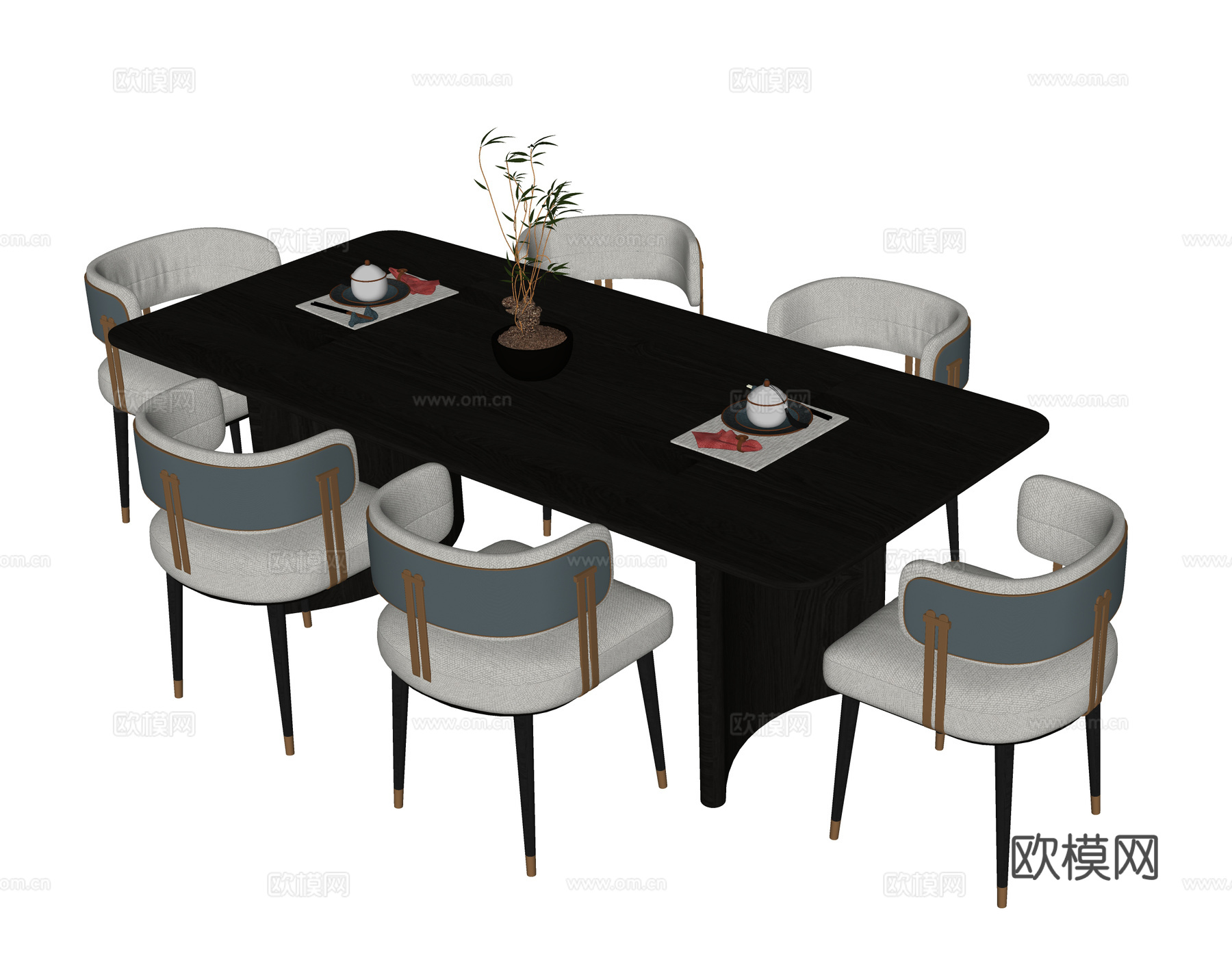 现代餐桌椅组合su模型