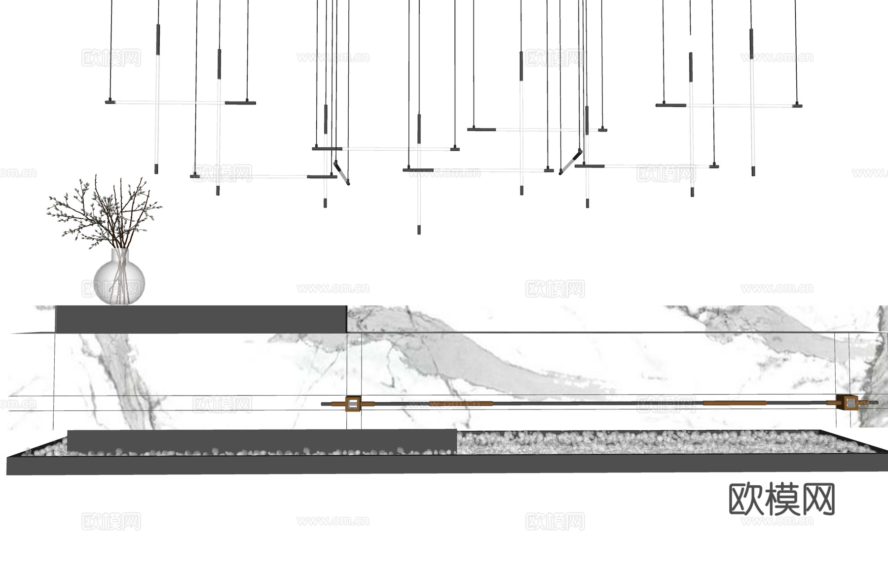 办公空间 工装 办公 酒店前台su模型