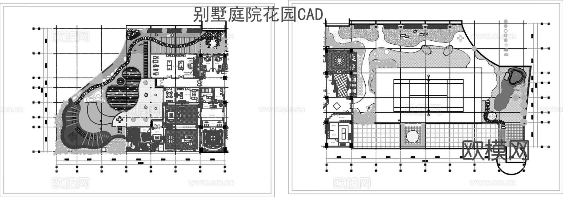 别墅庭院景观绿化CADcad施工图
