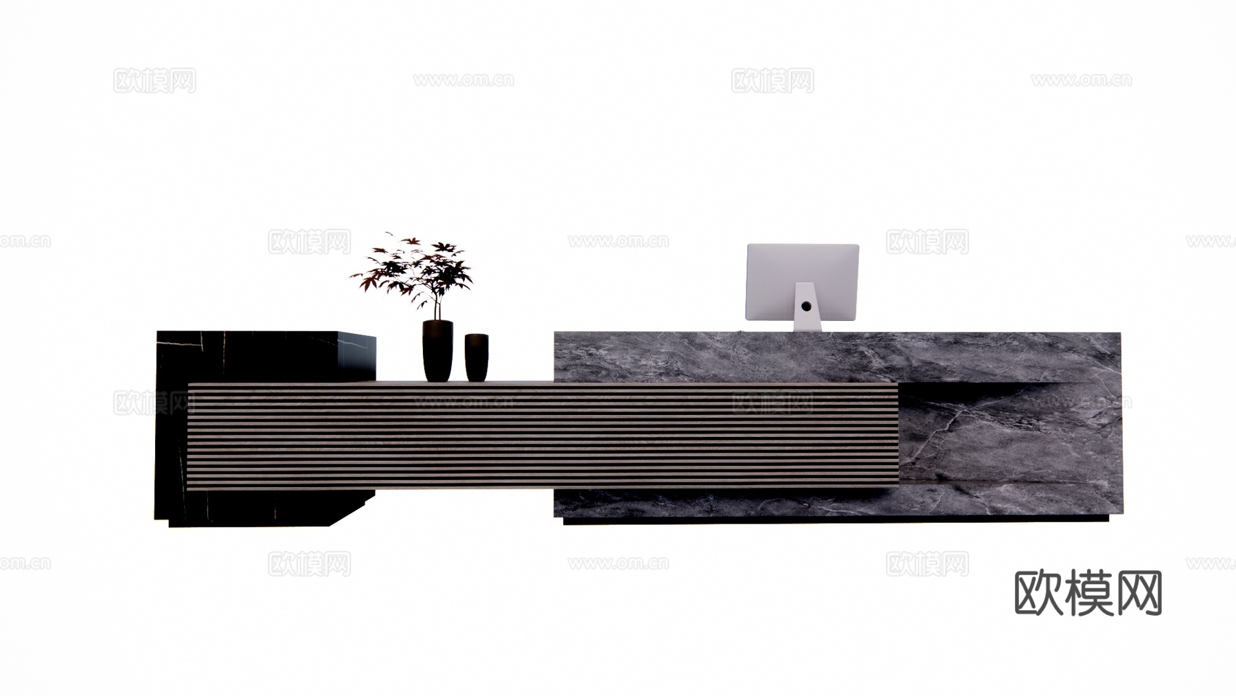 办公室 电脑 公司前台 前台 展厅su模型