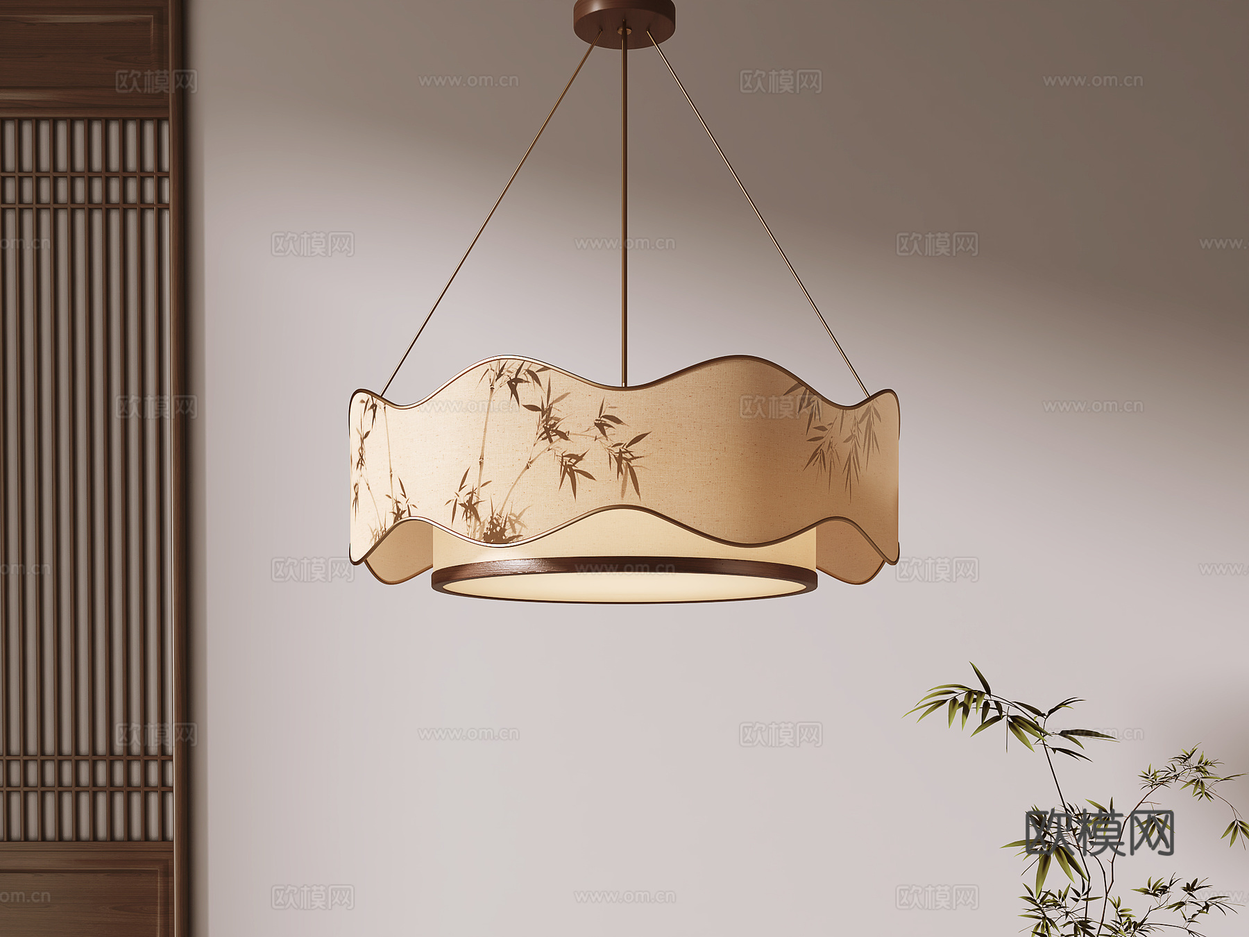 新中式吊灯 餐厅吊灯 茶室吊灯su模型