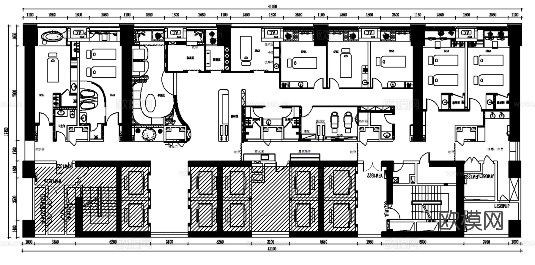 25套现代风格美容院spa会所养生会馆医美整形医院室内CADcad施工图