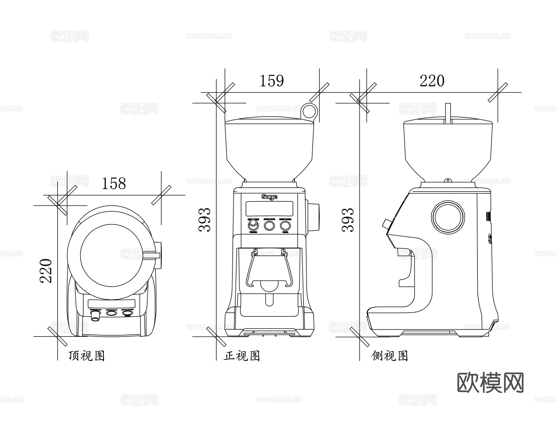 咖啡磨豆机 电动磨豆机 手动咖啡磨 咖啡豆研磨机 磨咖啡粉机cad施工图