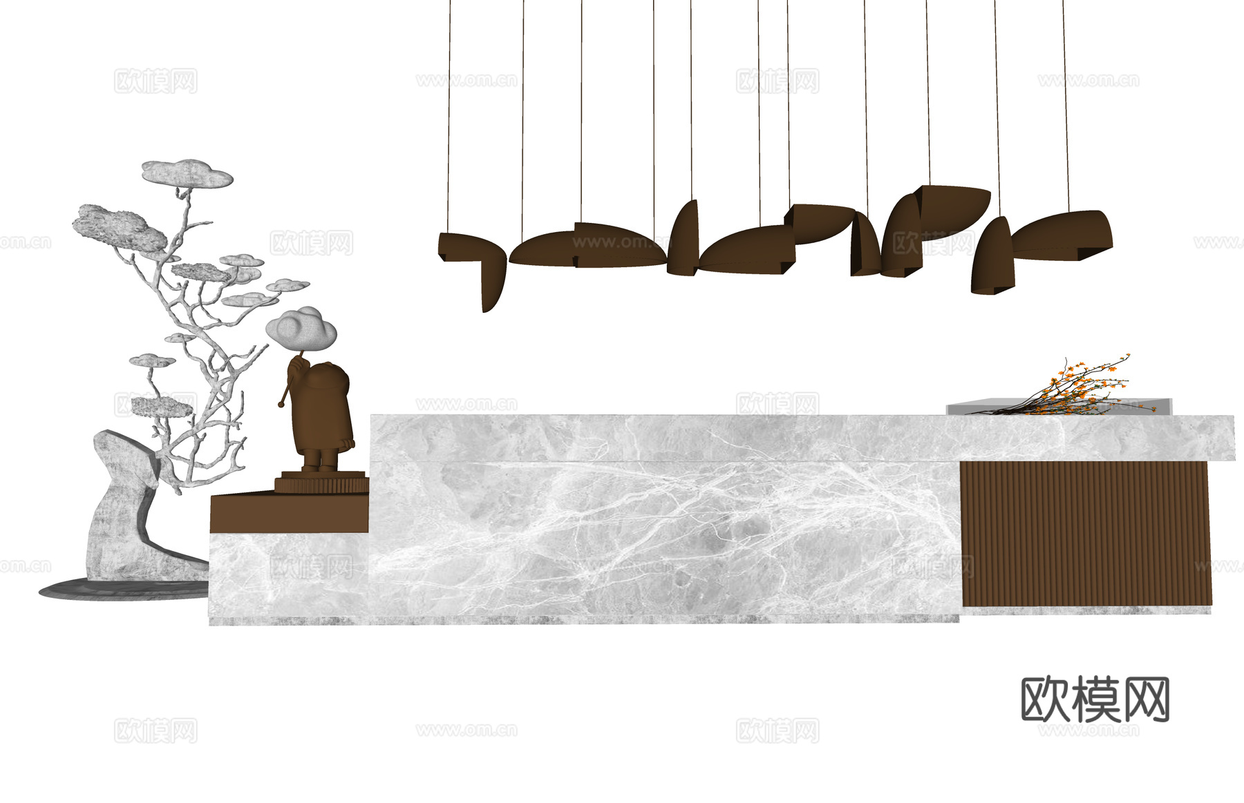 展厅 大厅 前台 办公空间su模型