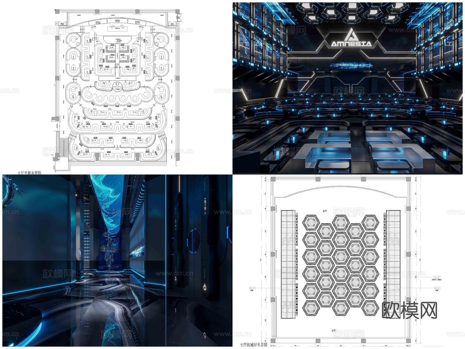 6套轻奢高档酒吧 最新全套 效果图 施工图设计cad施工图