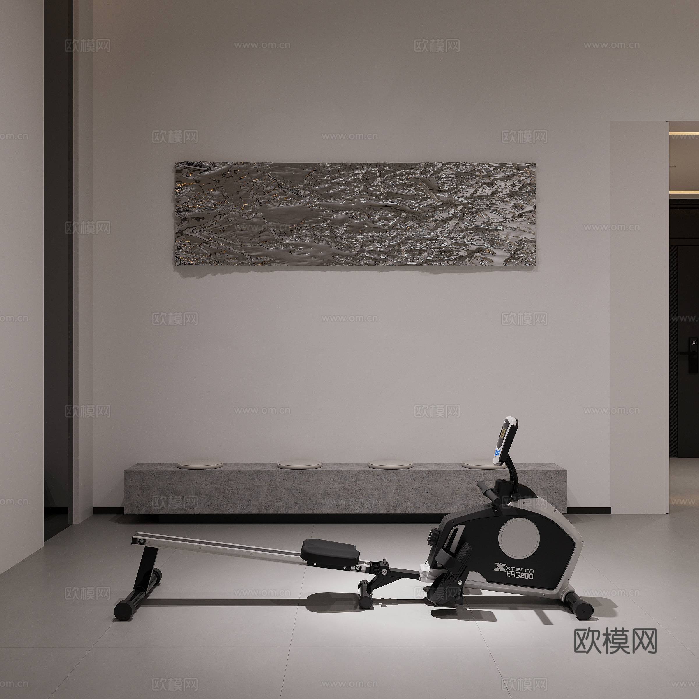 健身器材划船机su模型