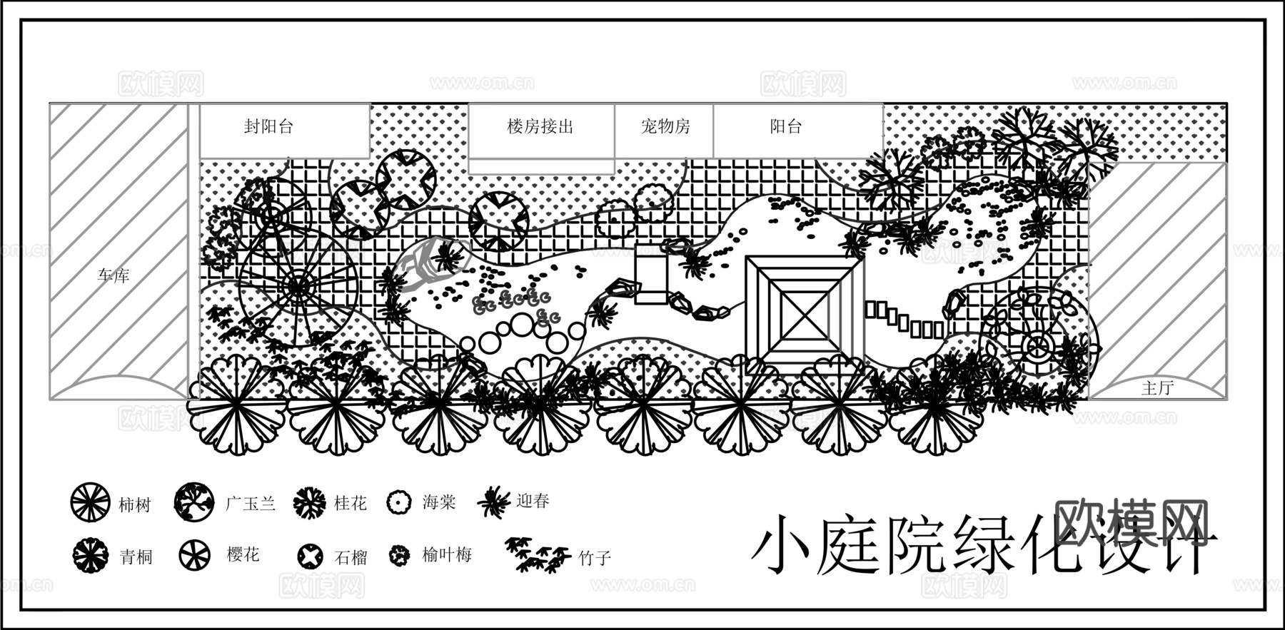 别墅庭院景观绿化CADcad施工图