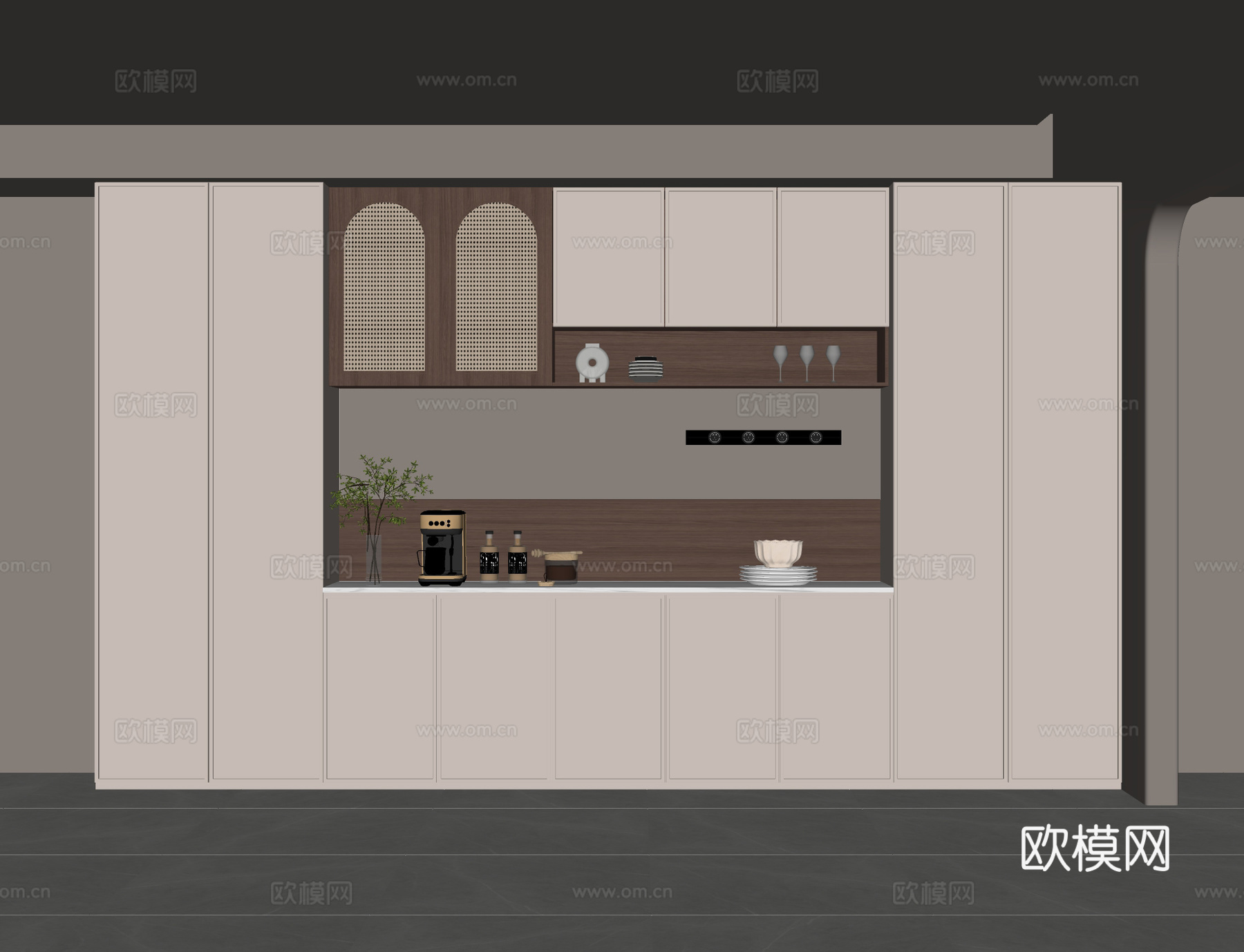 中古风餐边柜su模型