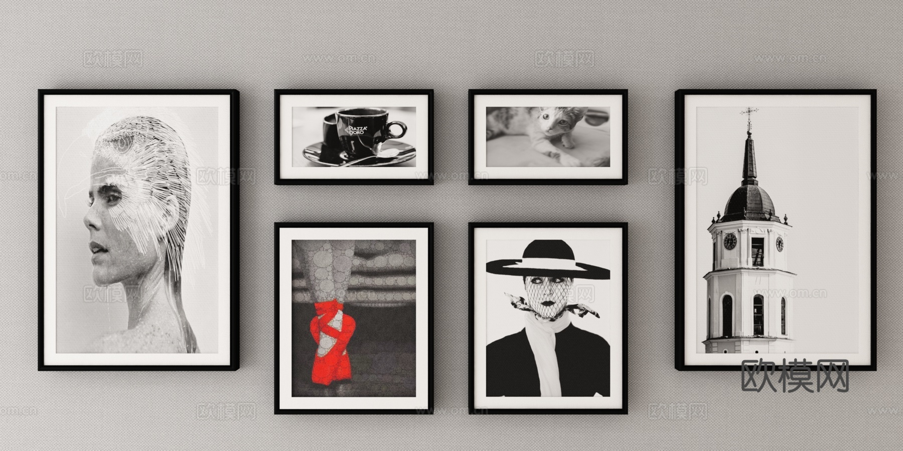 现代装饰画组合3d模型下载