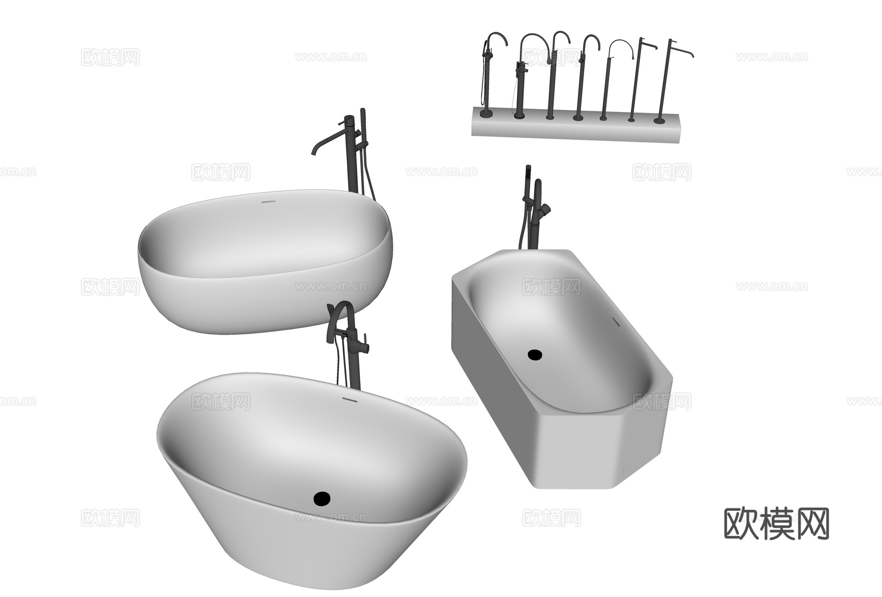 现代浴缸su模型