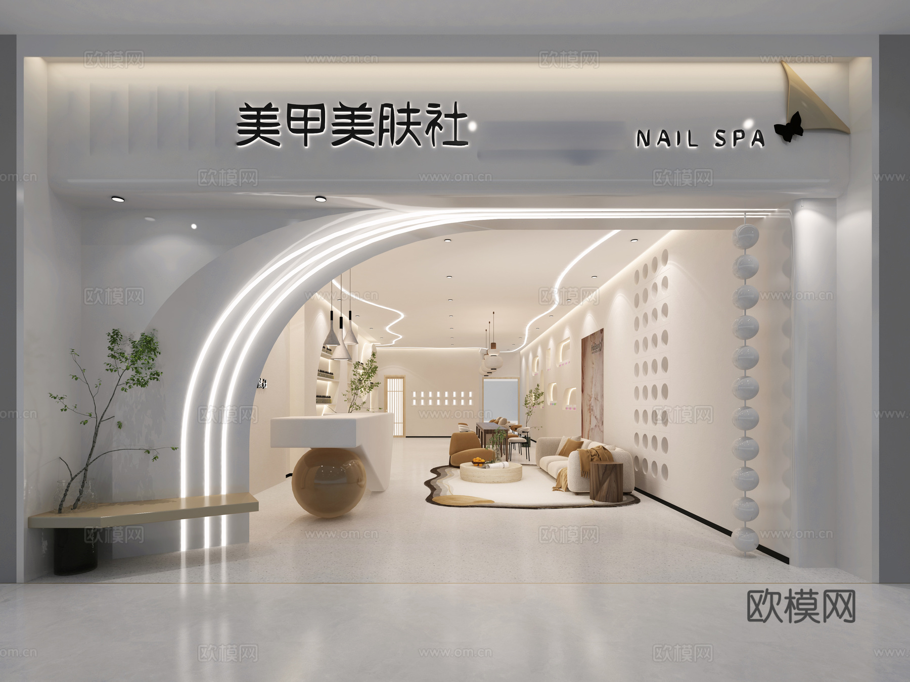 美甲店 美容店 最新全套 施工图 效果图合集cad施工图