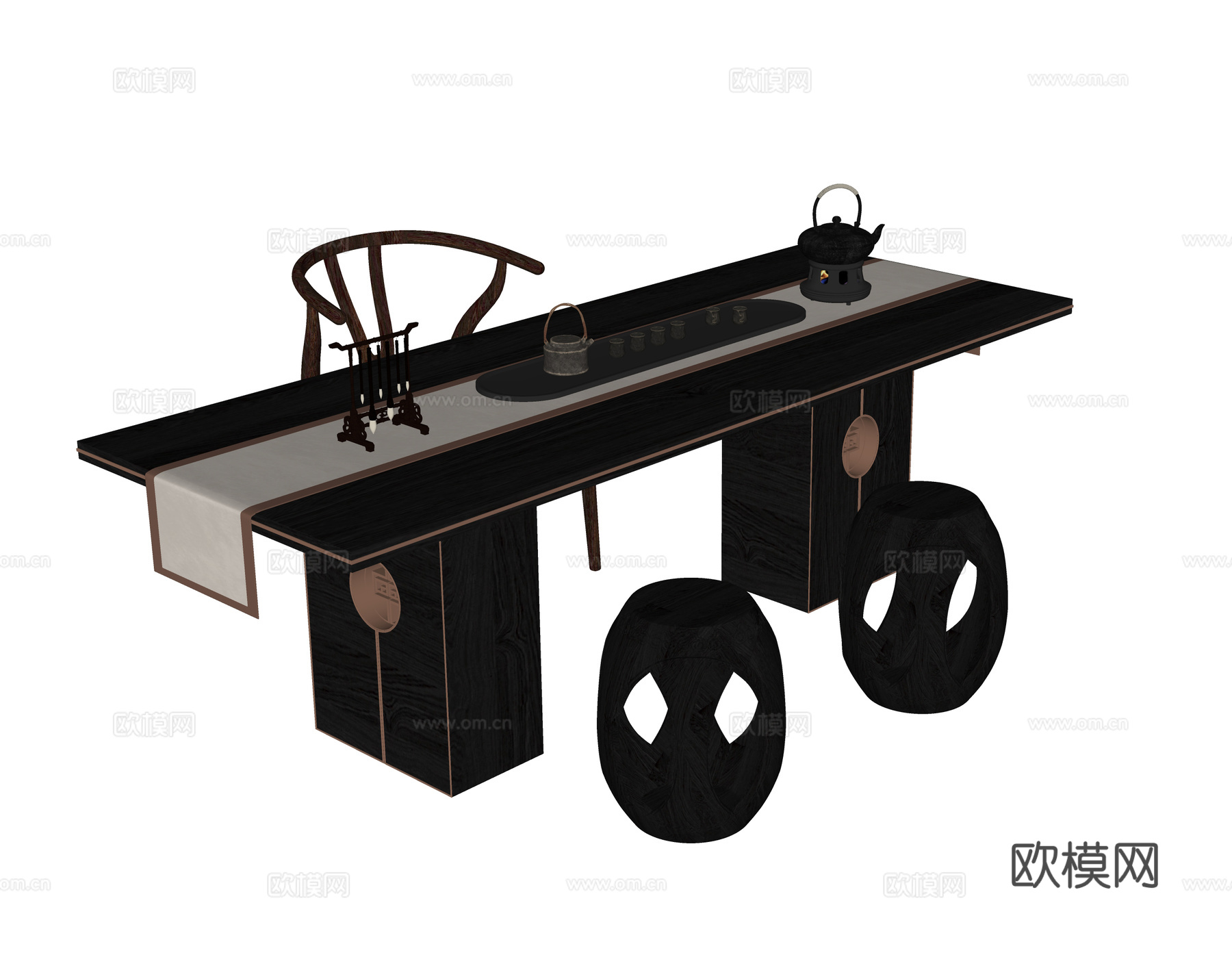现代茶桌椅su模型