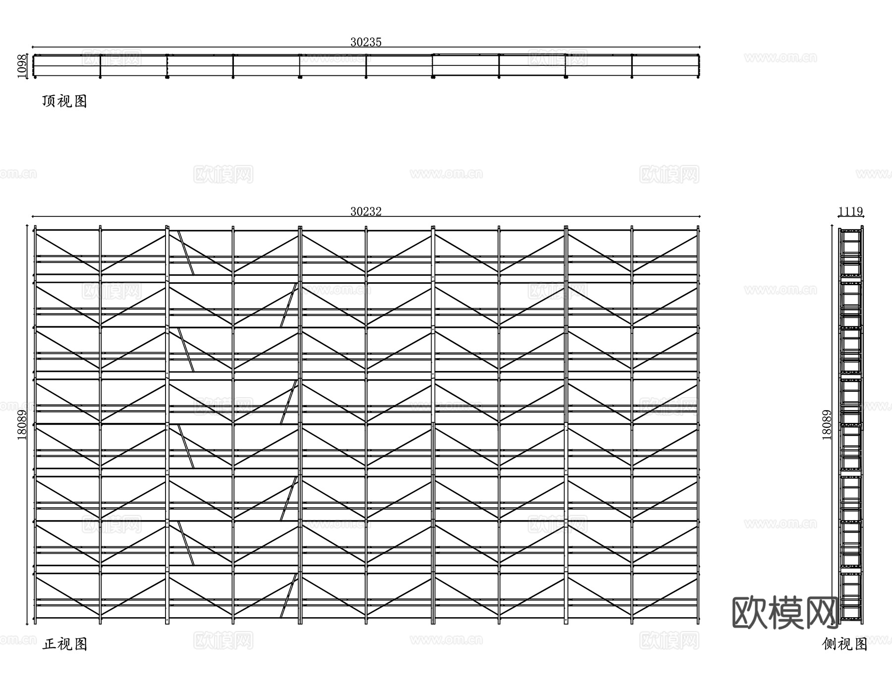 门式脚手架 框架架 扣件式框架架 组合脚手架 建筑框架架cad施工图
