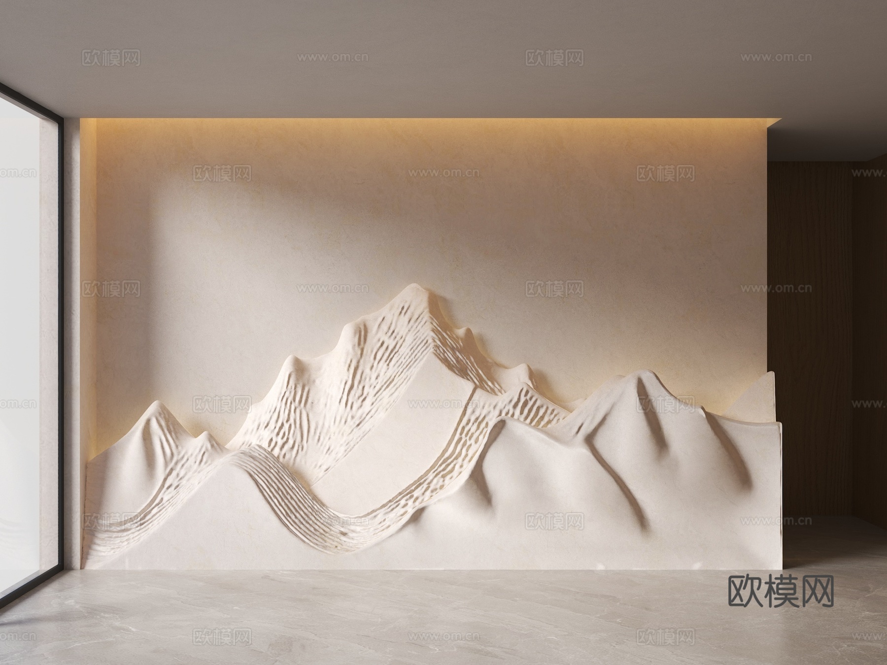 新中式背景墙 山水背景墙 山形背景墙 形象背景 客厅背景墙su模型su模型