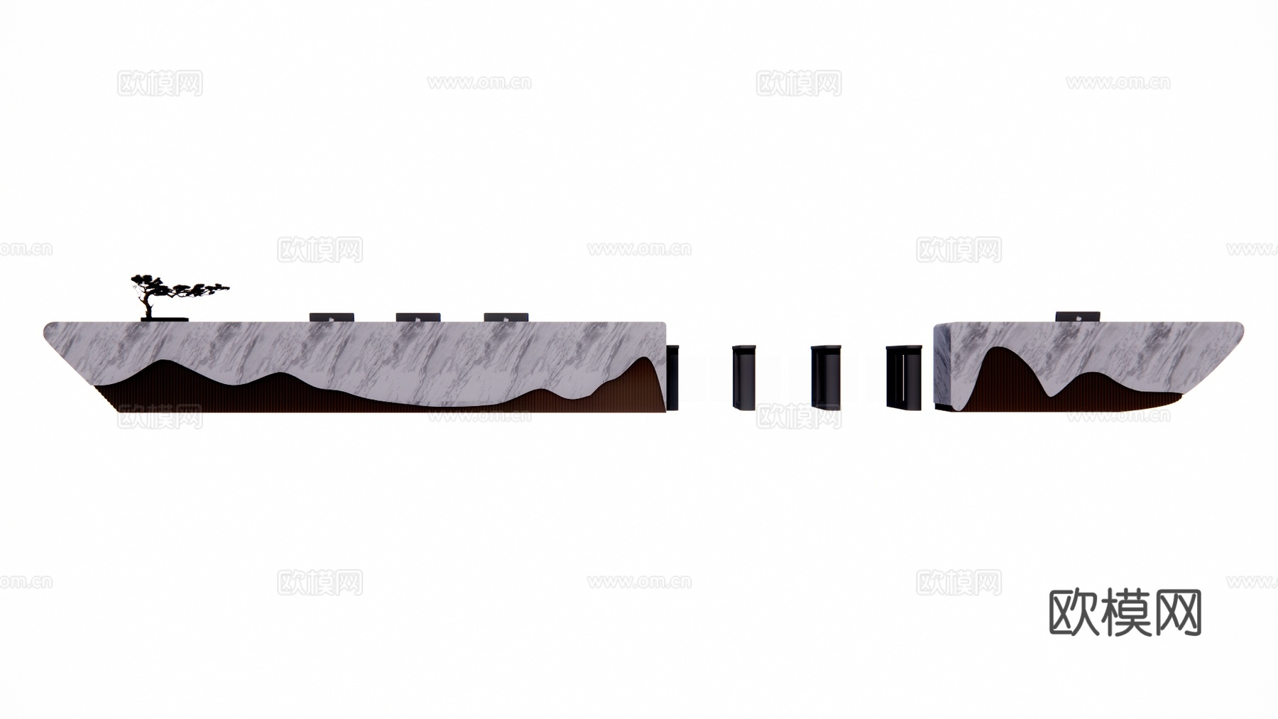 大厅 前台接待 展厅 办公空间 办公 工装 前台su模型