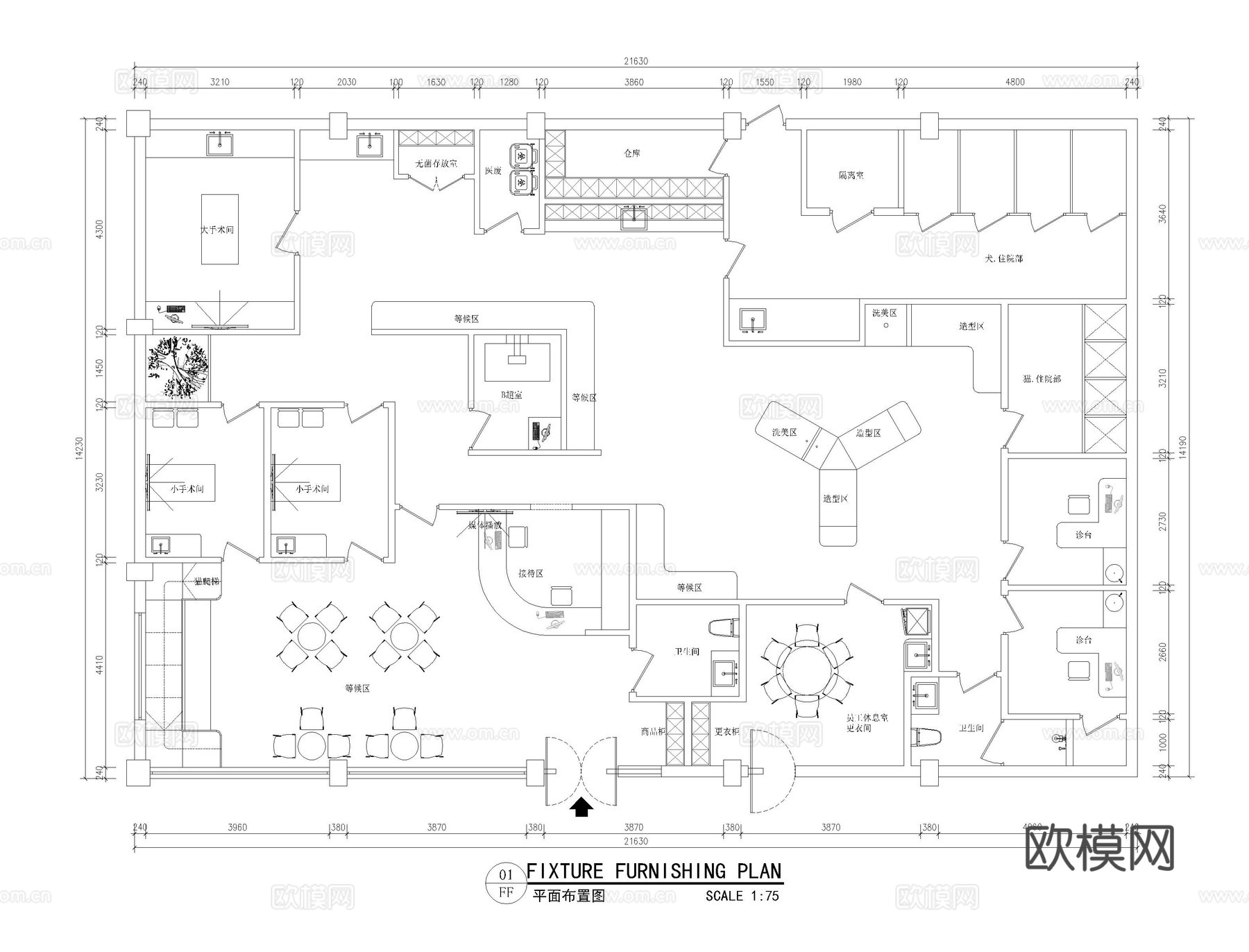 宠物店cad平面图cad施工图