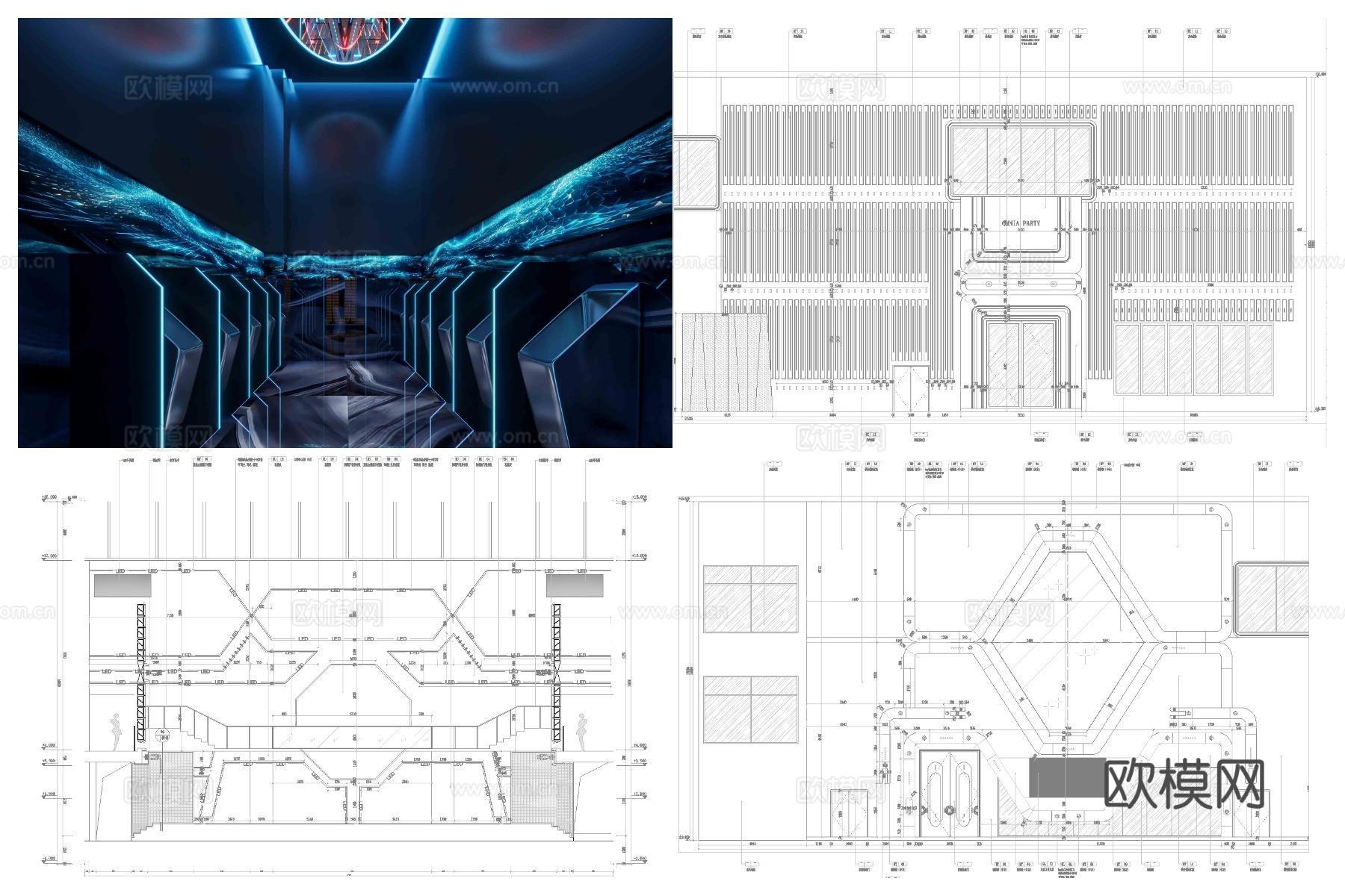 6套轻奢高档酒吧 最新全套 效果图 施工图设计cad施工图