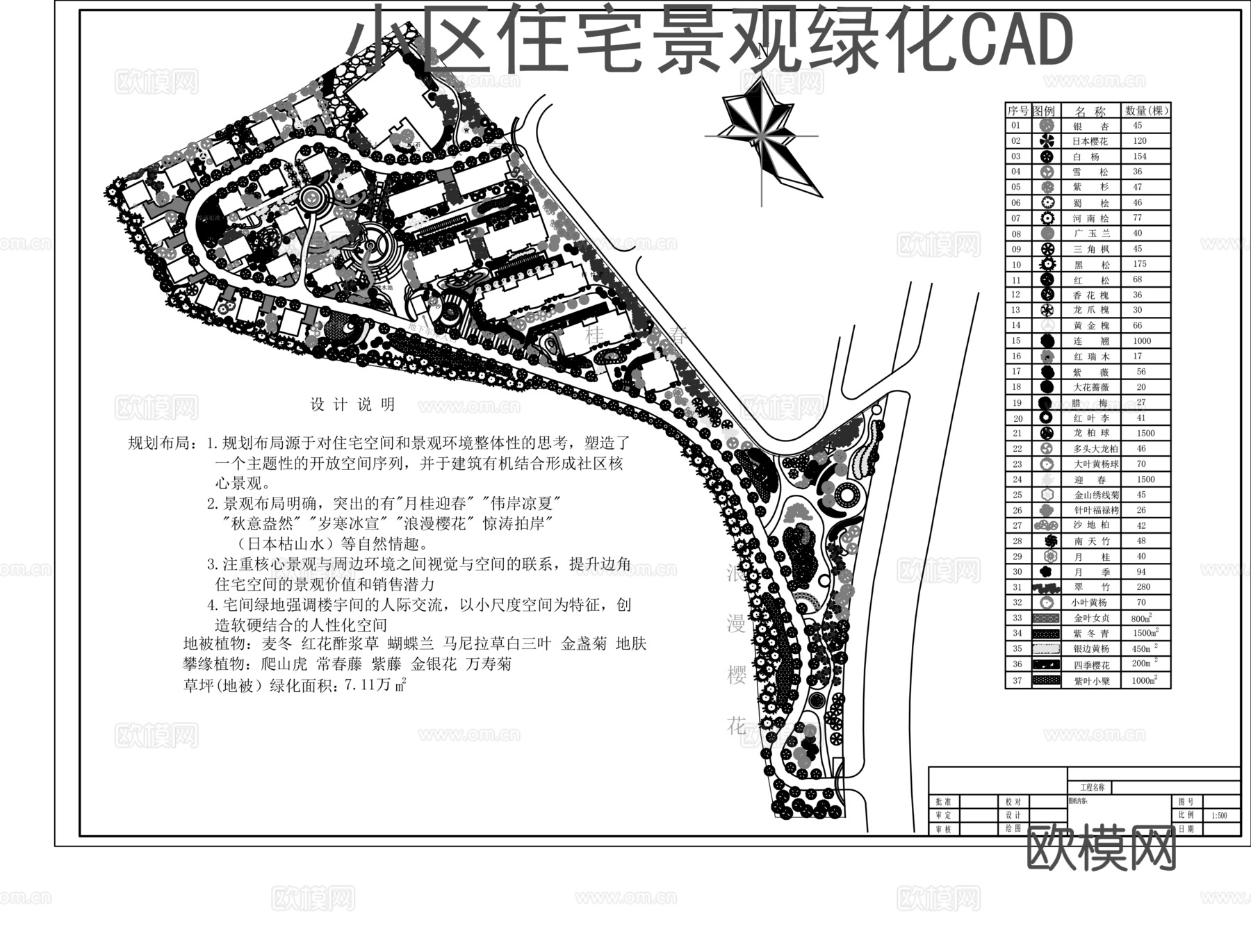 小区住宅景观绿化CADcad施工图