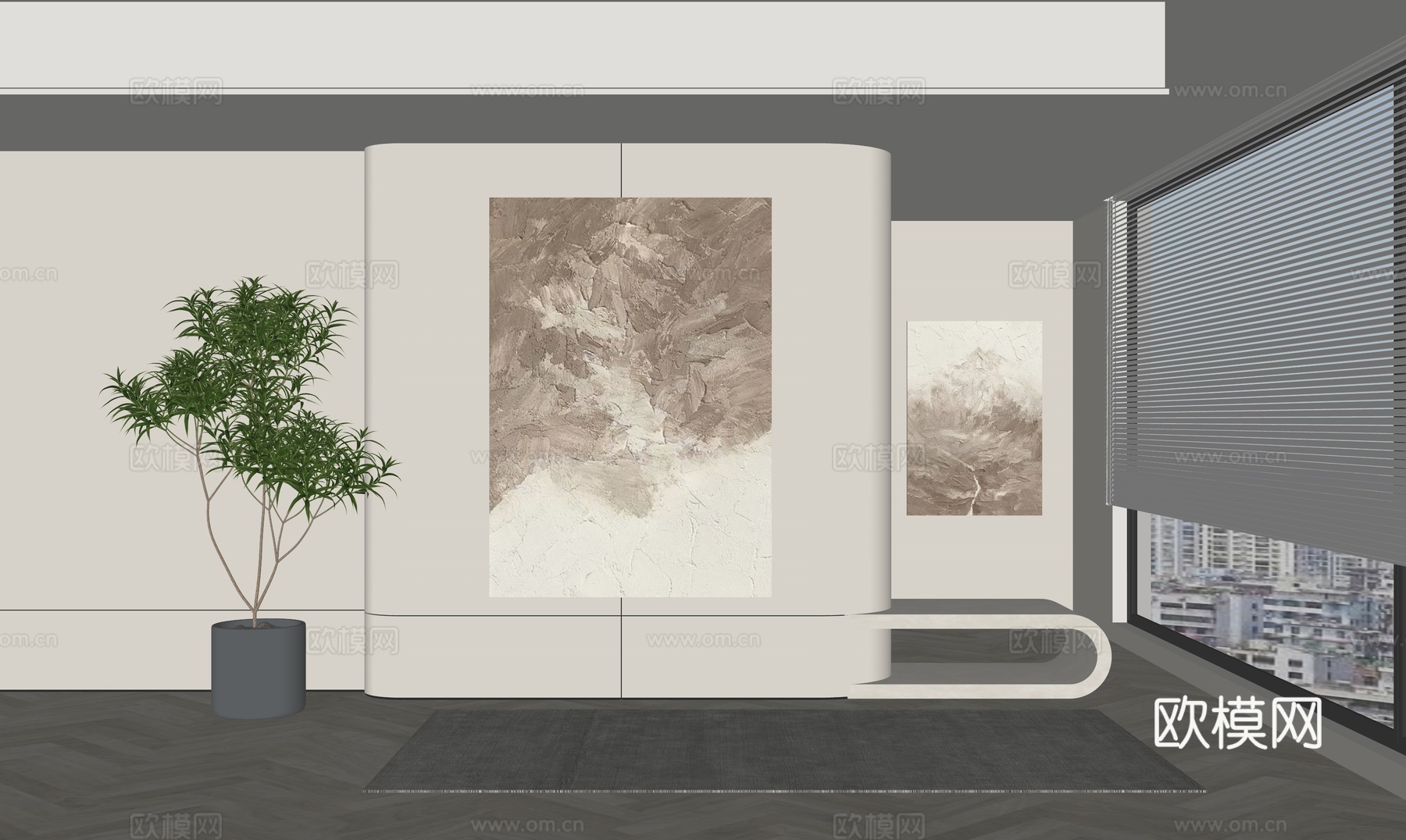 侘寂装饰画su模型