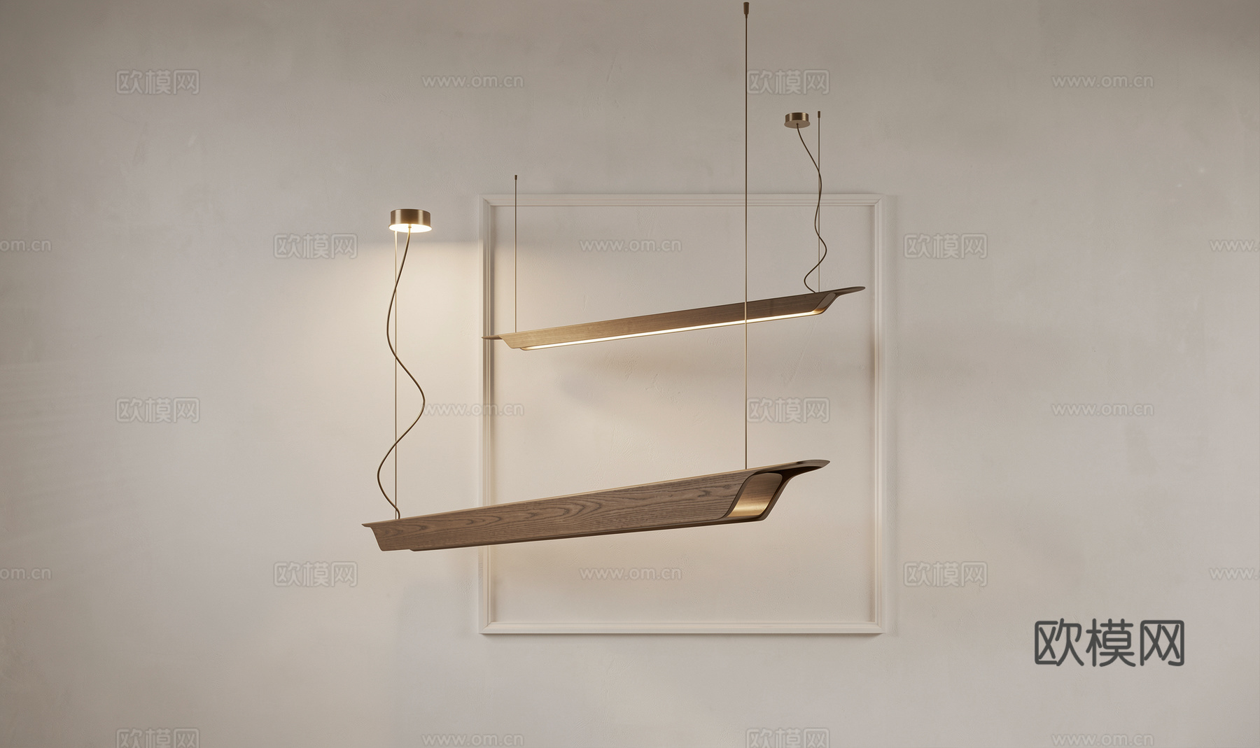 金属吊灯_长吊灯su模型