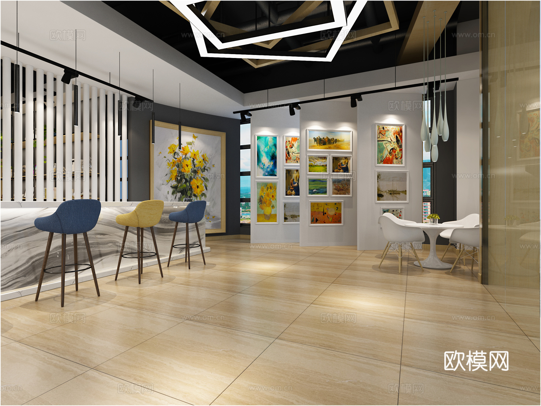 现代美术学校 石膏像3d模型下载（渲染图4）