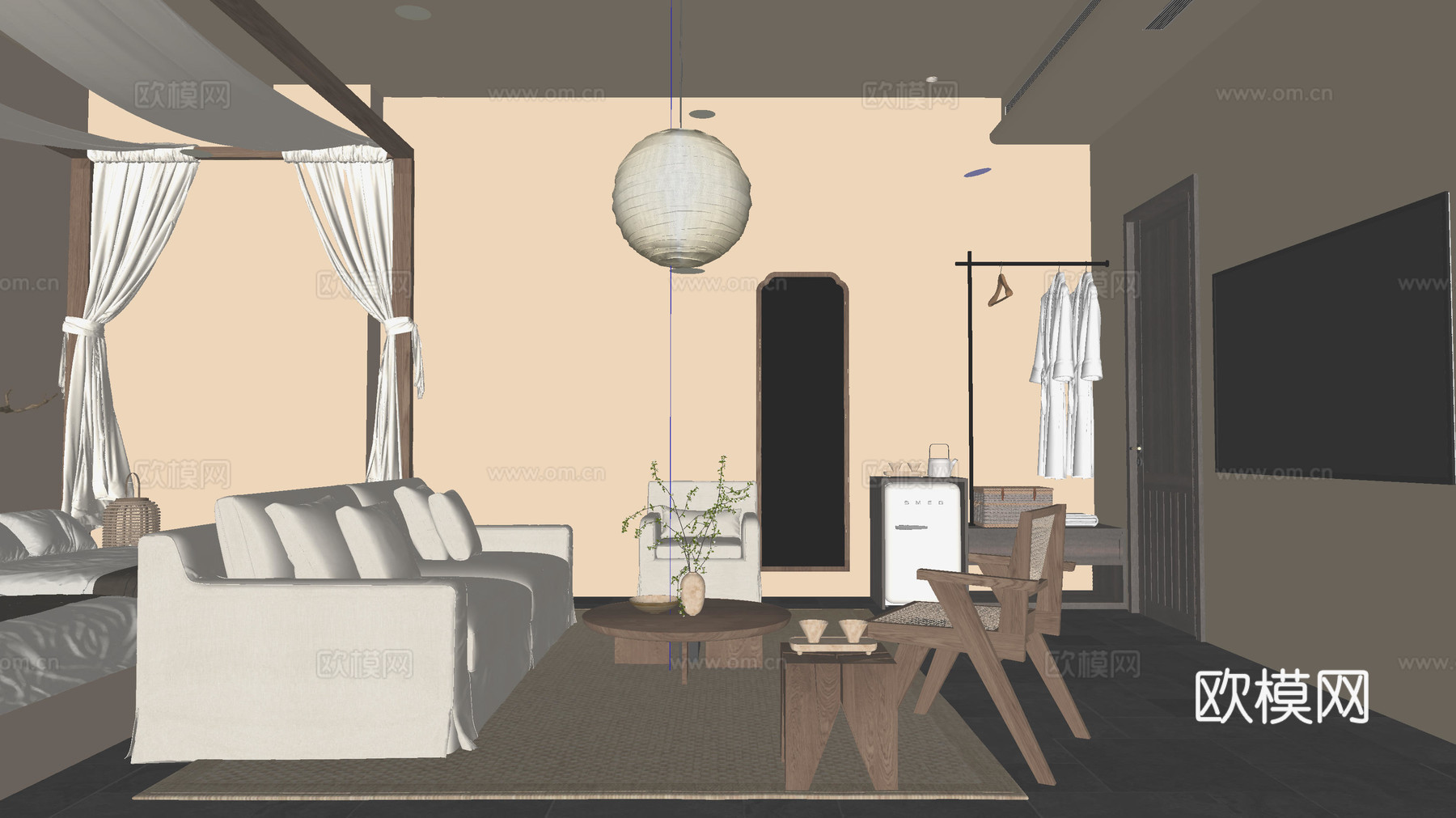 侘寂风卧室su模型