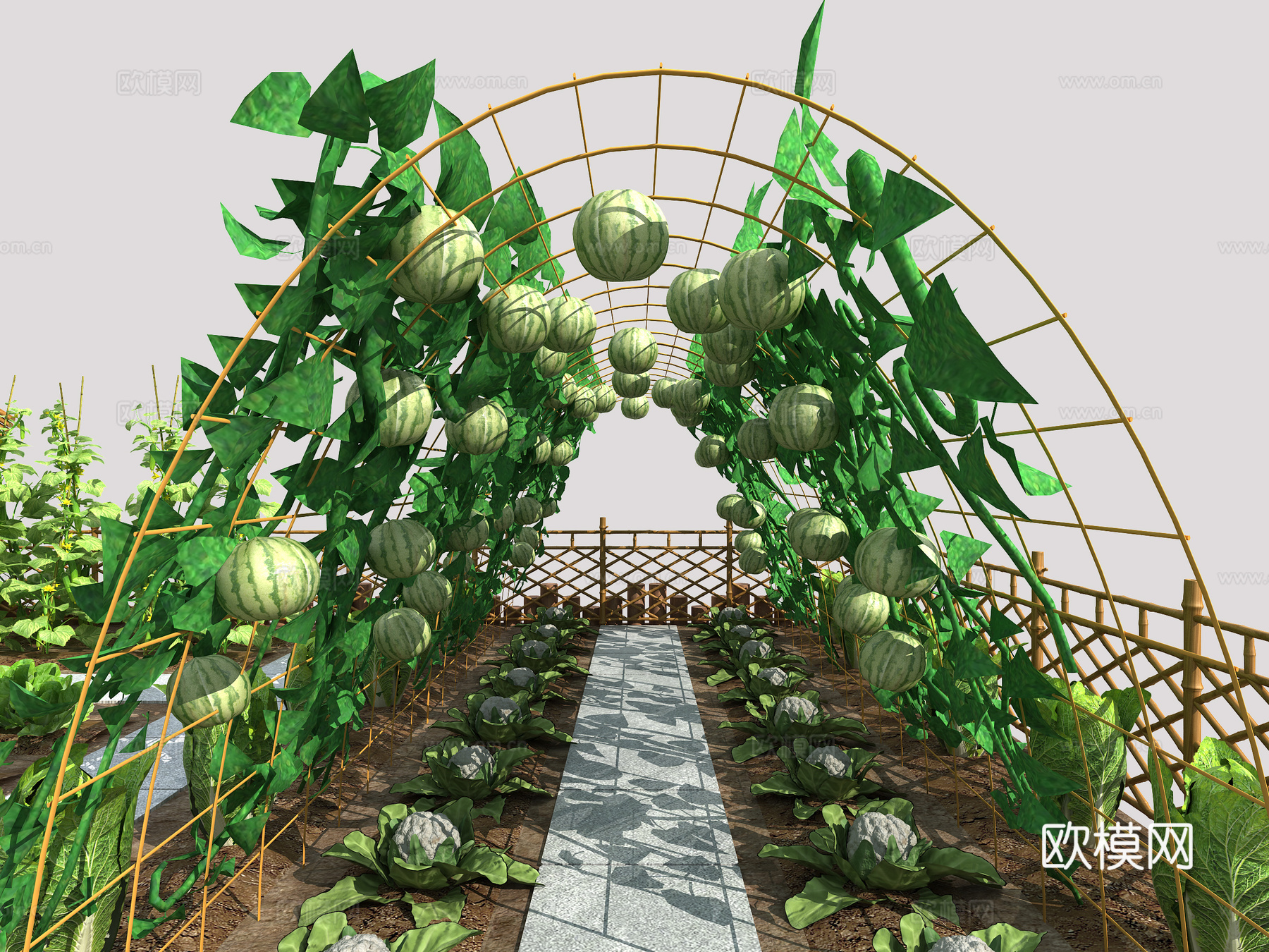 现代乡村菜地菜园3d模型下载（渲染图5）