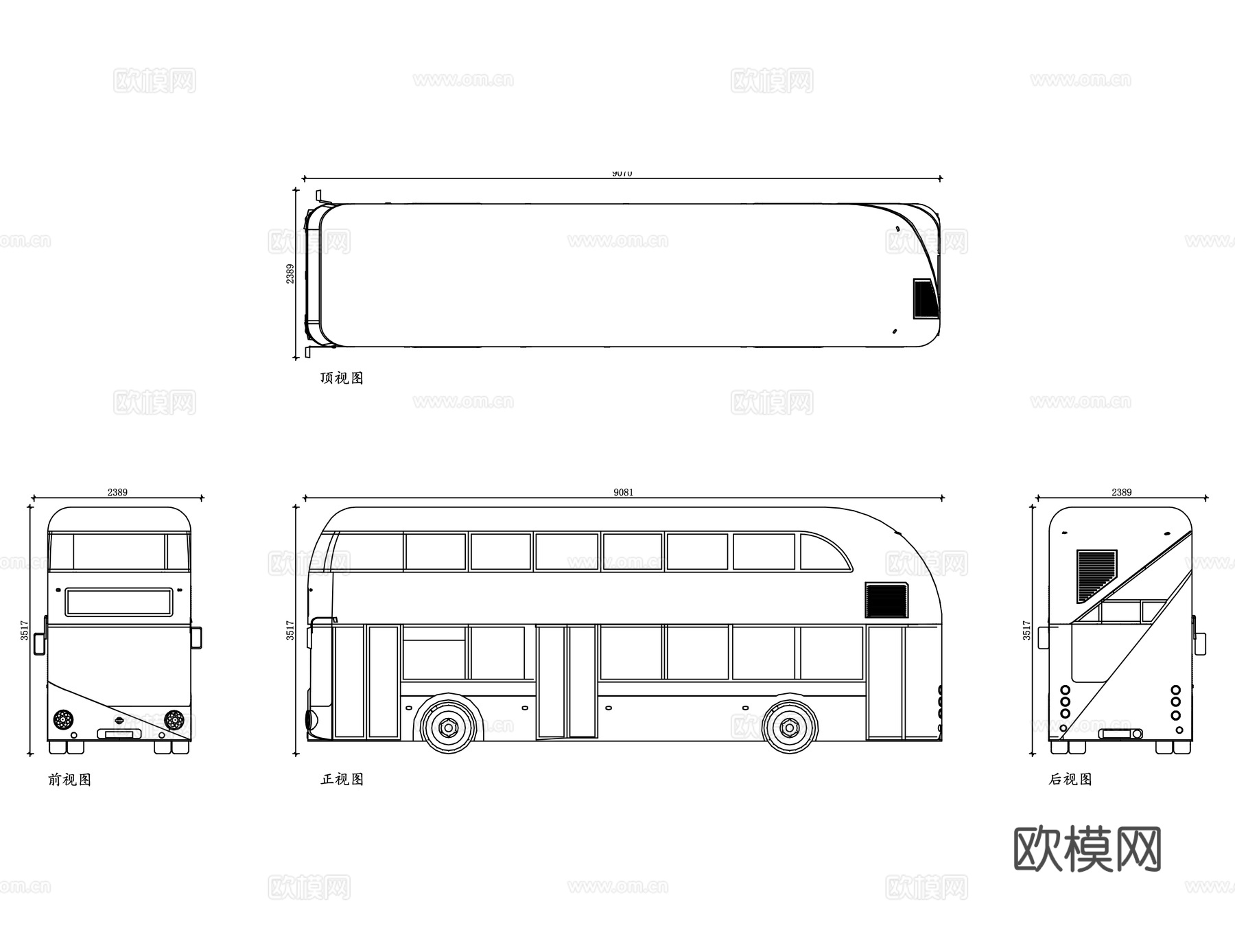英伦巴士 双层巴士 红色巴士 伦敦公交 都市巴士cad施工图
