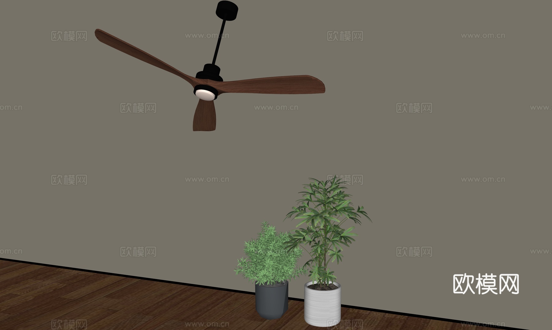 欧式中古风扇灯su模型