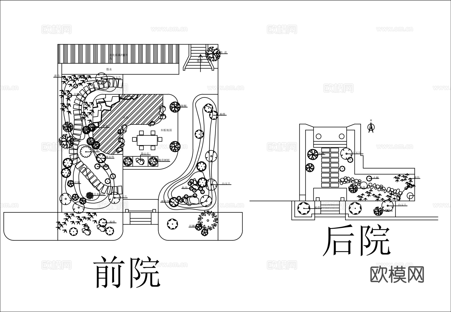 别墅庭院花园平面图CADcad施工图