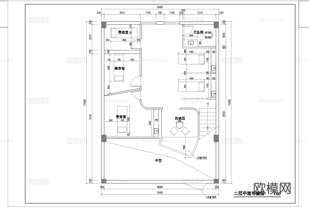 高档美容美甲  最新全套施工图 效果图合集cad施工图