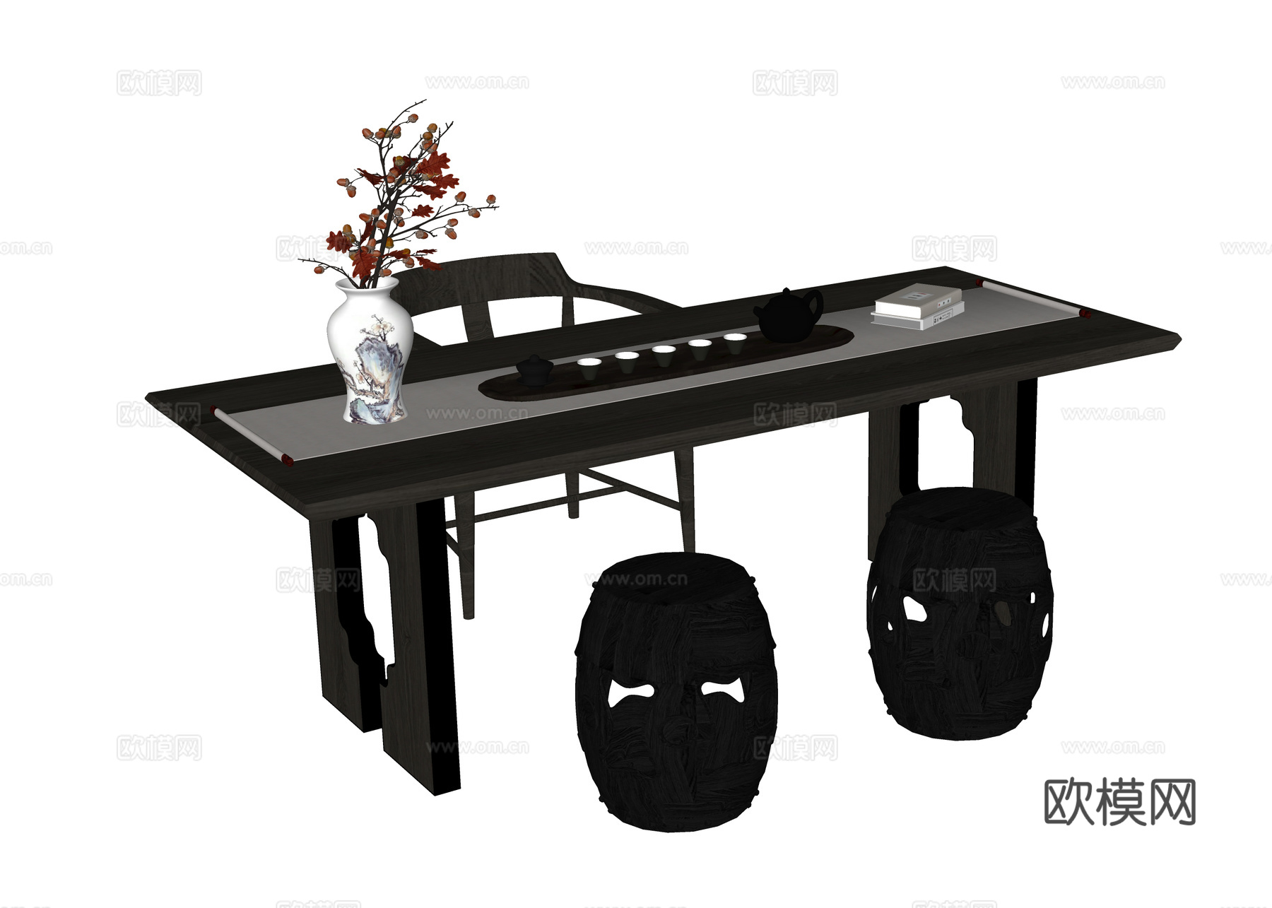 现代餐桌椅 餐椅su模型