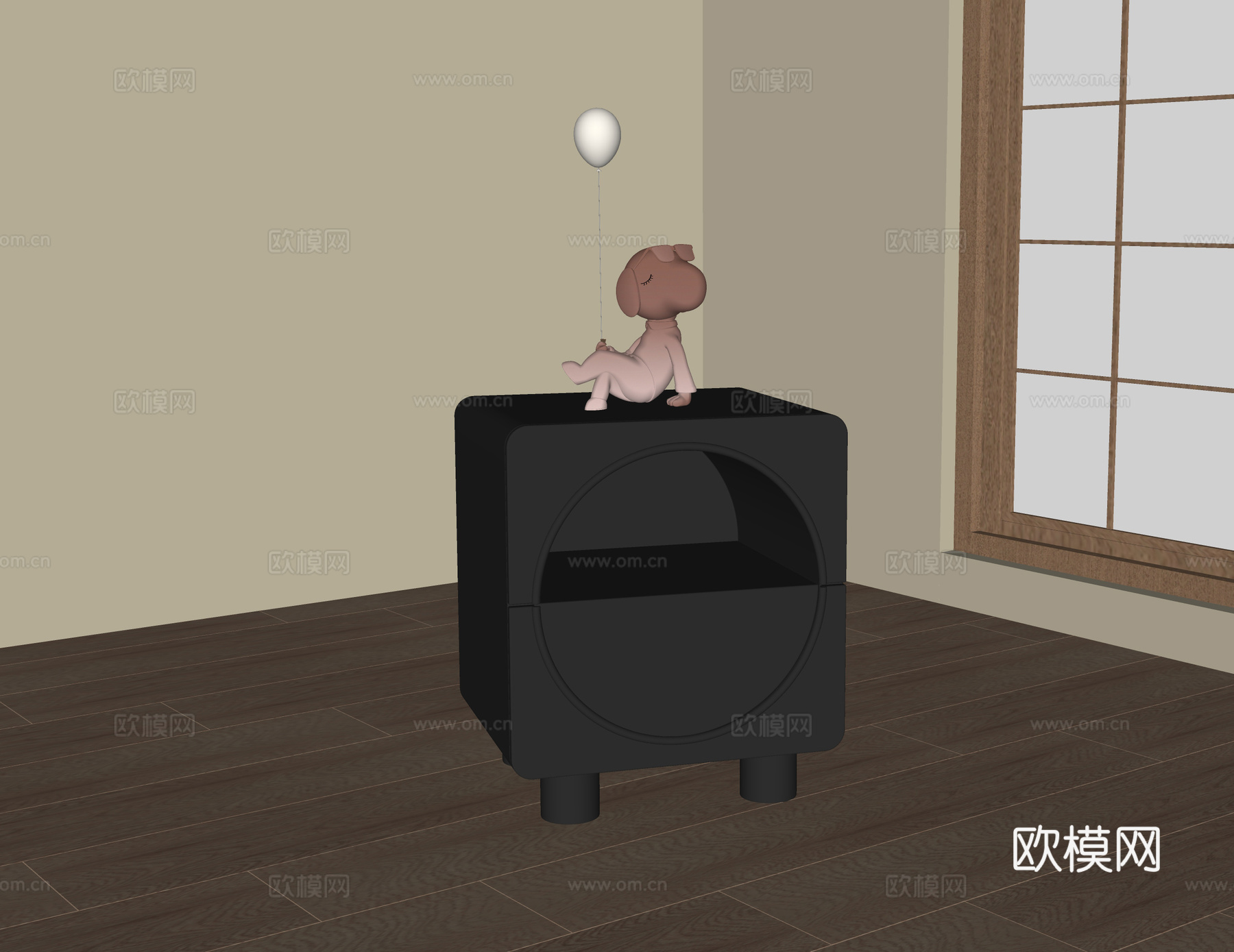 现代床头柜su模型