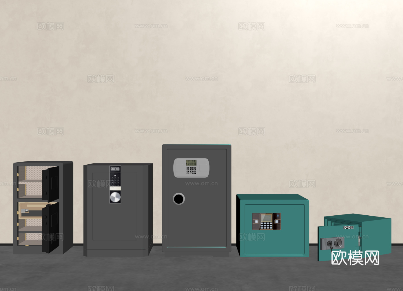 现代保险柜 密码箱 保险箱 智能柜 安全柜 现金柜su模型