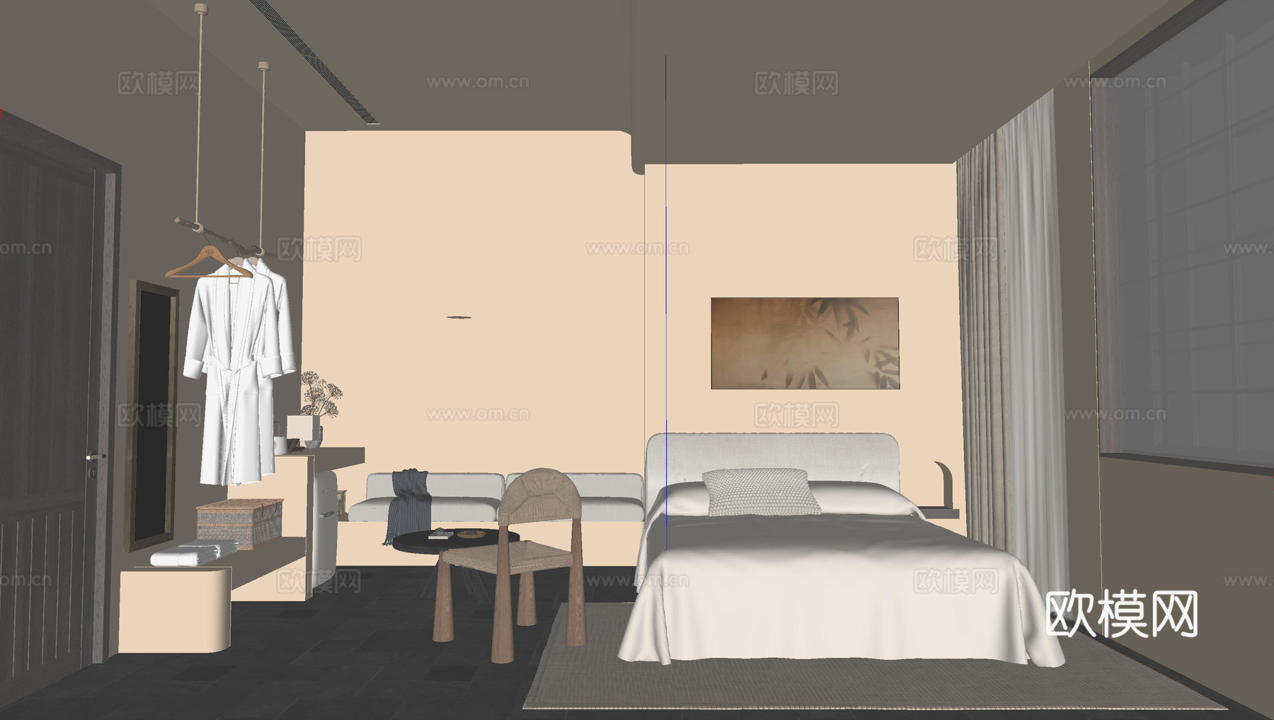 民宿客房su模型