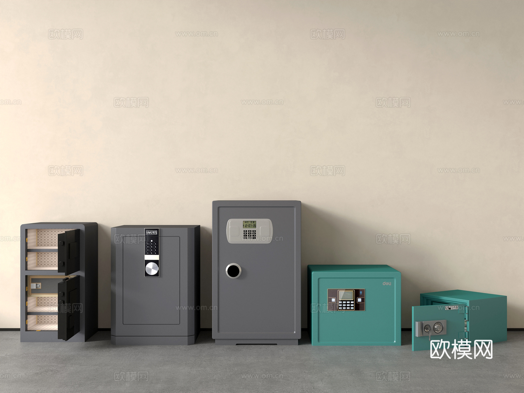 现代保险柜 密码箱 保险箱 智能柜 安全柜 现金柜su模型