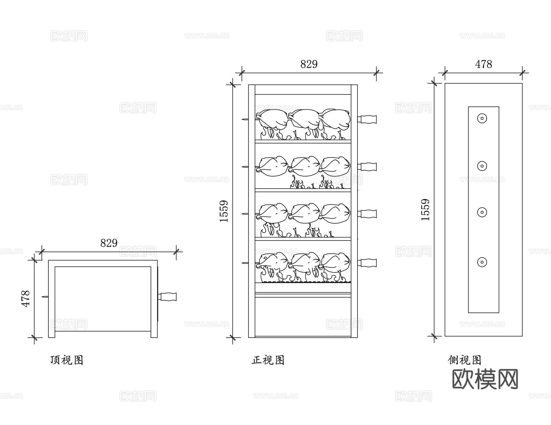 烧烤架 烤炉 烧烤网 烤肉架 炭火烤架cad施工图