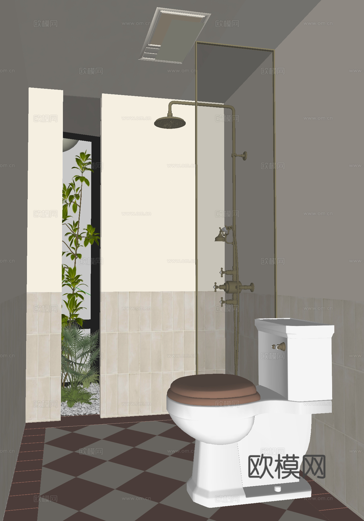 美式中古风卧室su模型