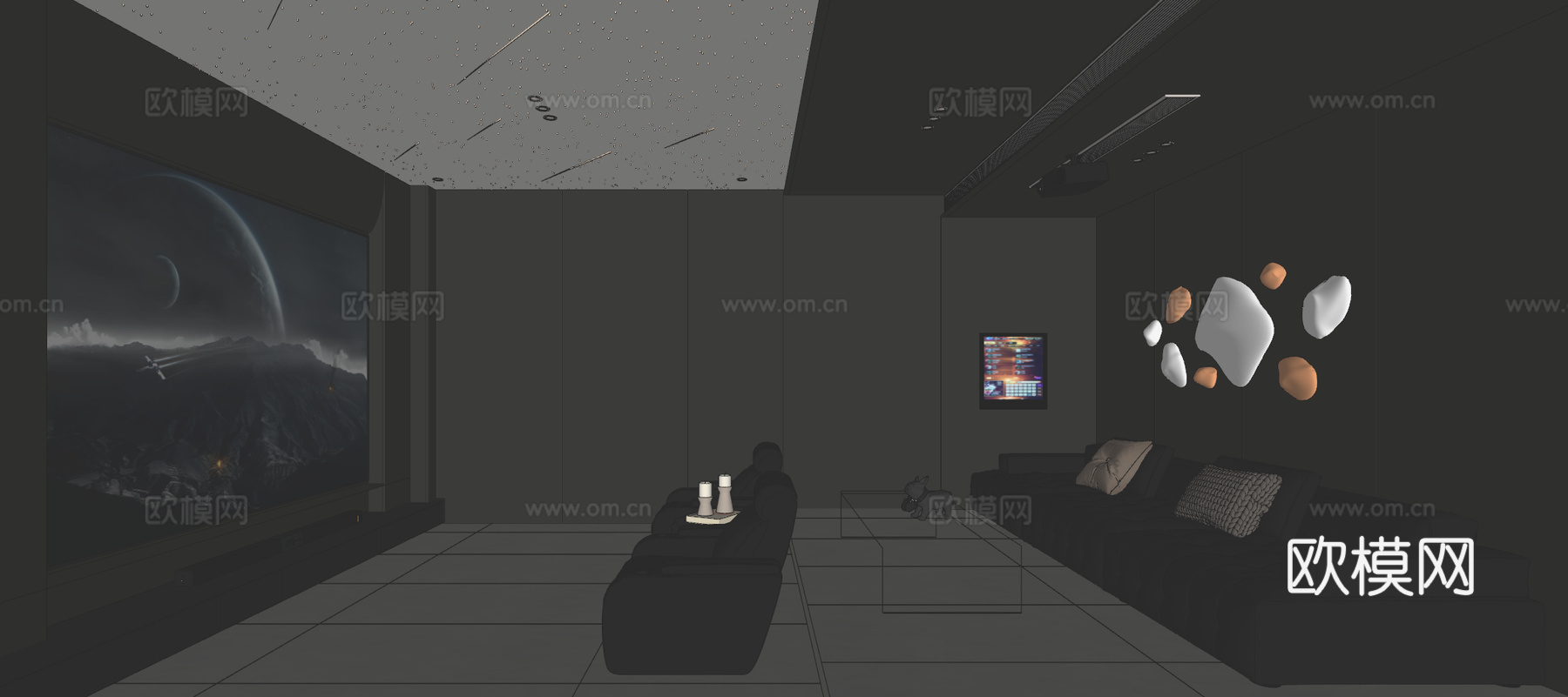 现代影音室su模型