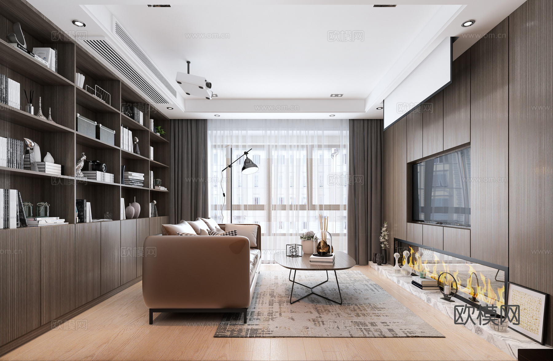 现代客餐厅 餐桌椅 沙发茶几 吊灯 桌面摆件 挂画3d模型下载（渲染图1）