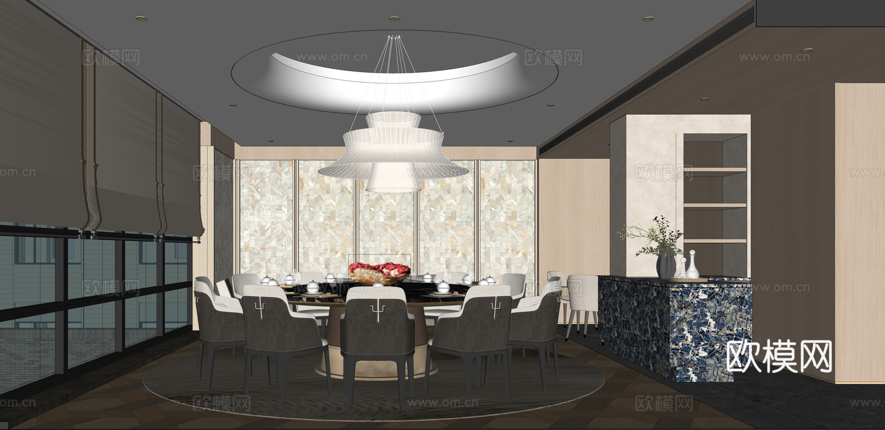 酒店，餐包，现代su模型