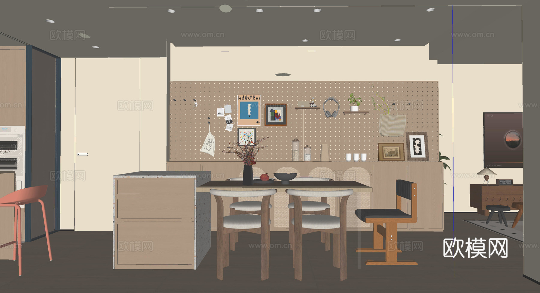 中古风餐厅su模型