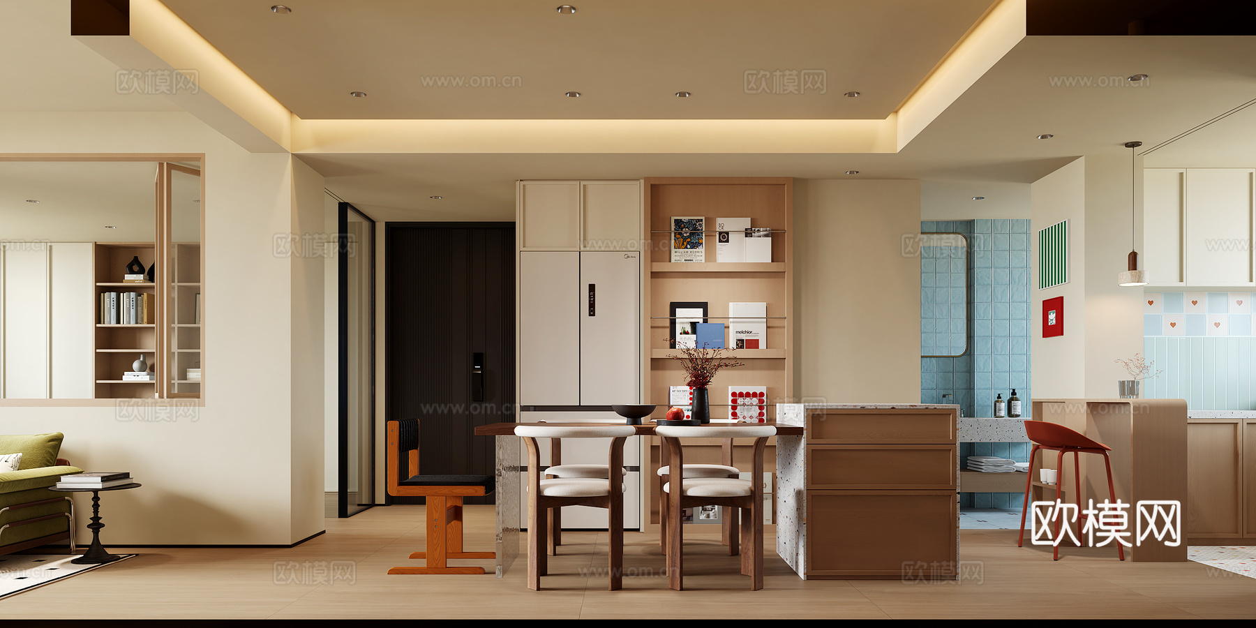 中古风餐厅su模型