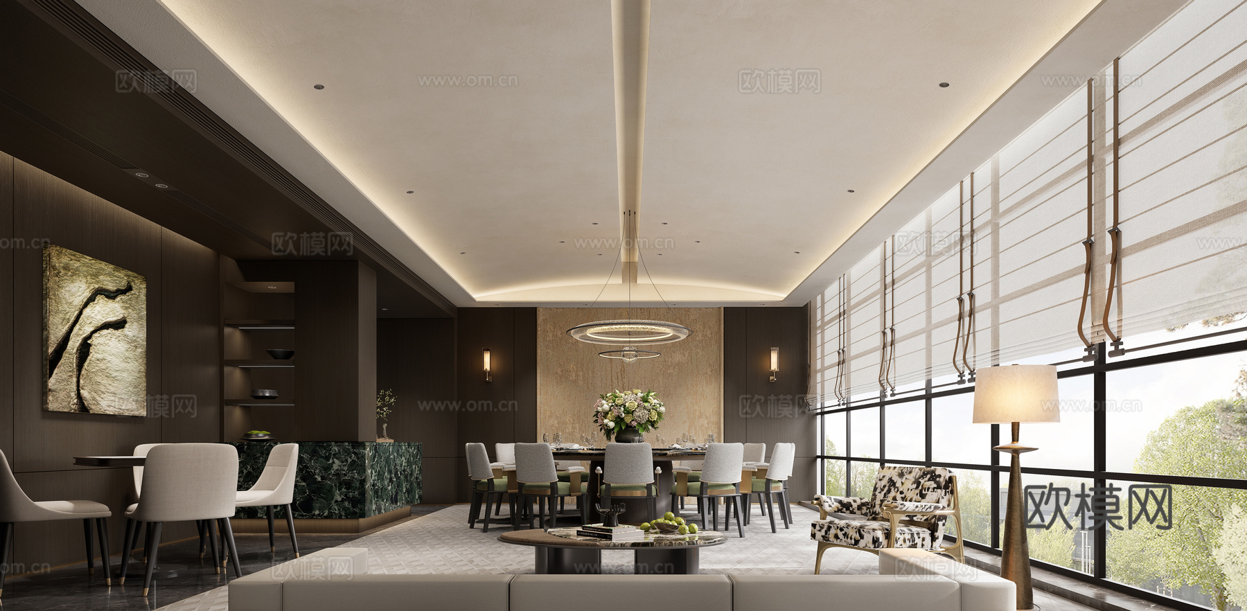 酒店 餐包 现代su模型