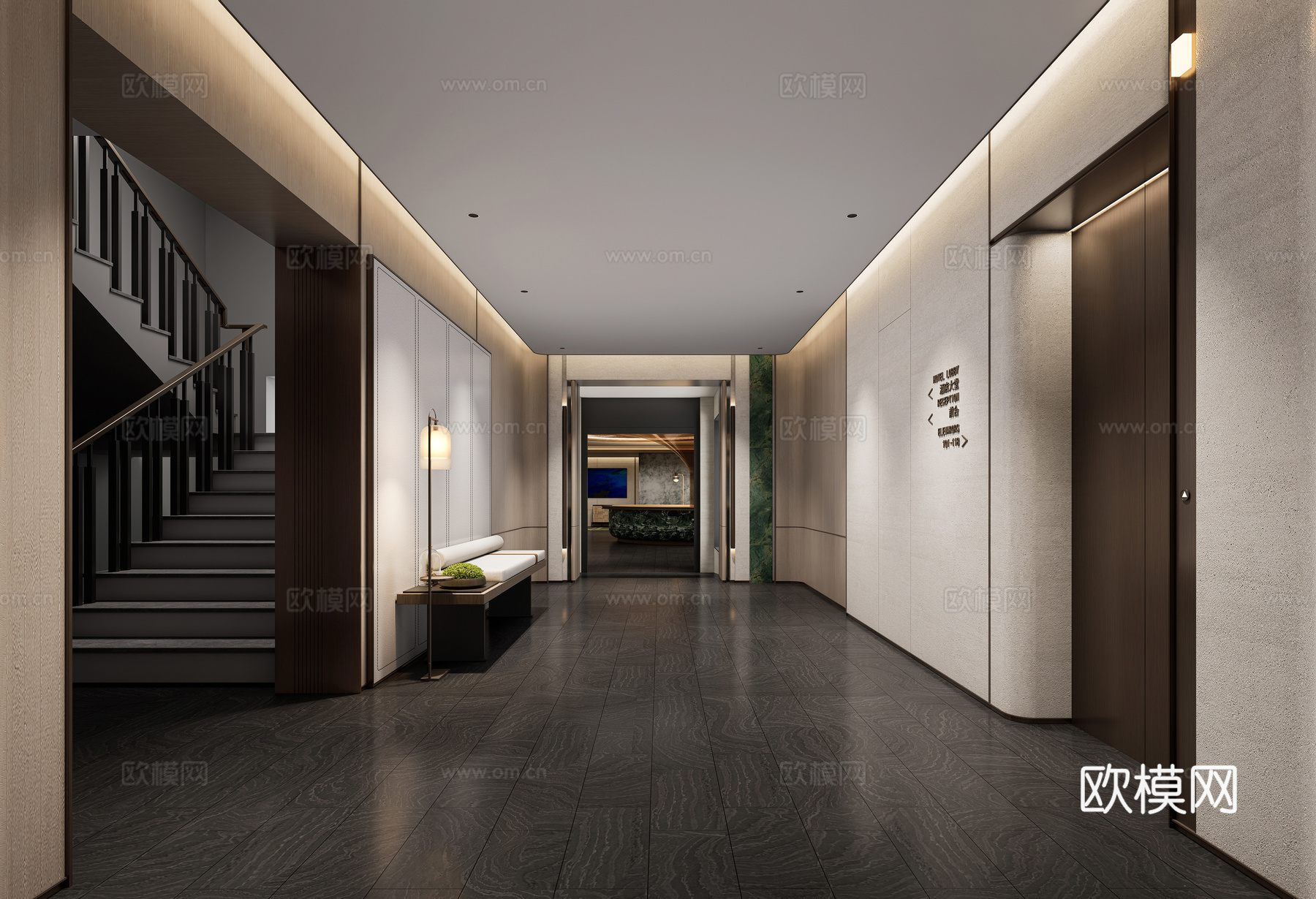 酒店 电梯厅 现代su模型