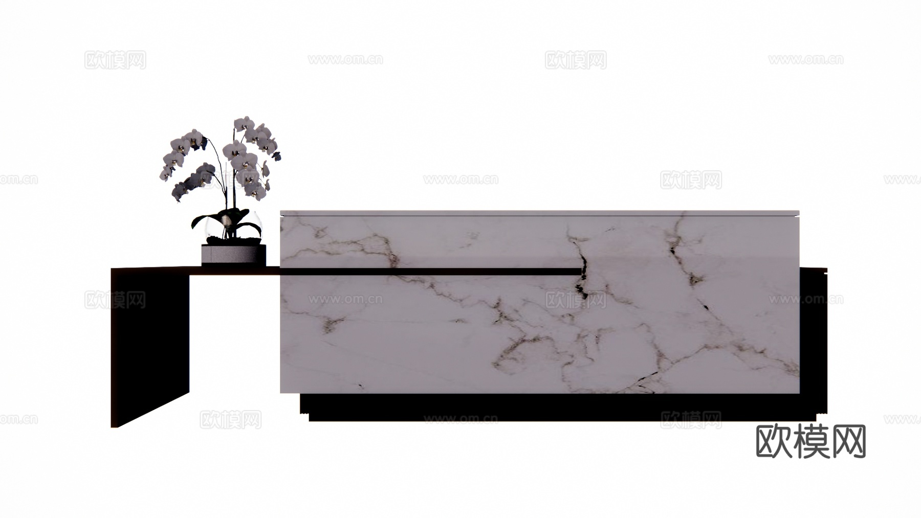 公司前台 办公 工装 接待su模型