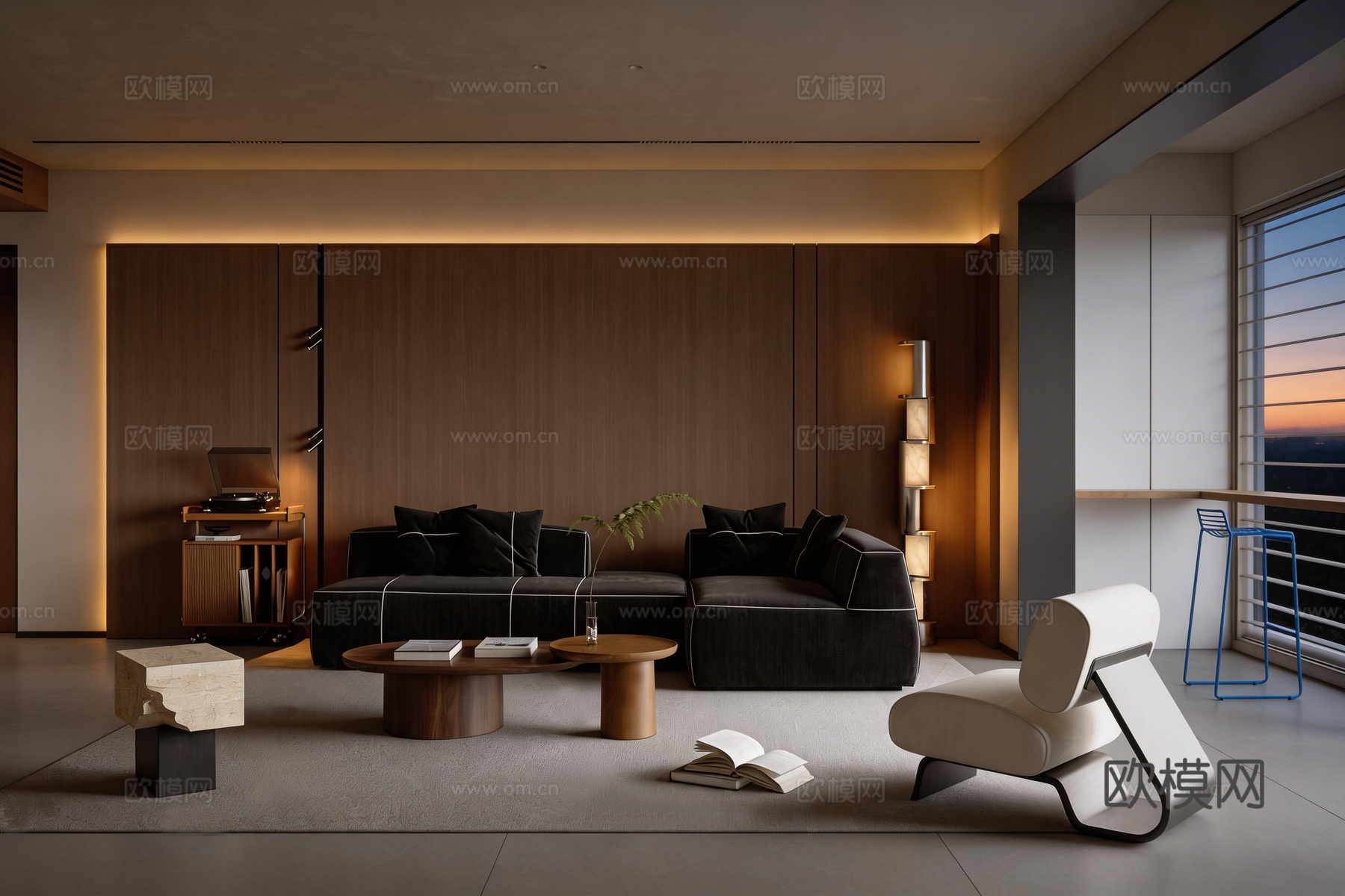 极简客厅 沙发组合su模型